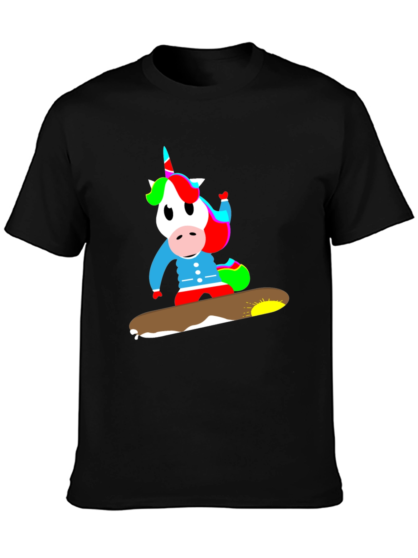 Black Unicorn Snowboarding T-Shirt - Fun, Unique Design view 3
