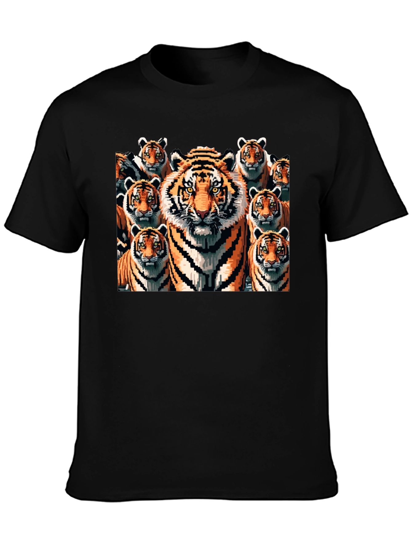 Black Tiger Pixel Art Graphic Tee - Black Cotton Blend view 3