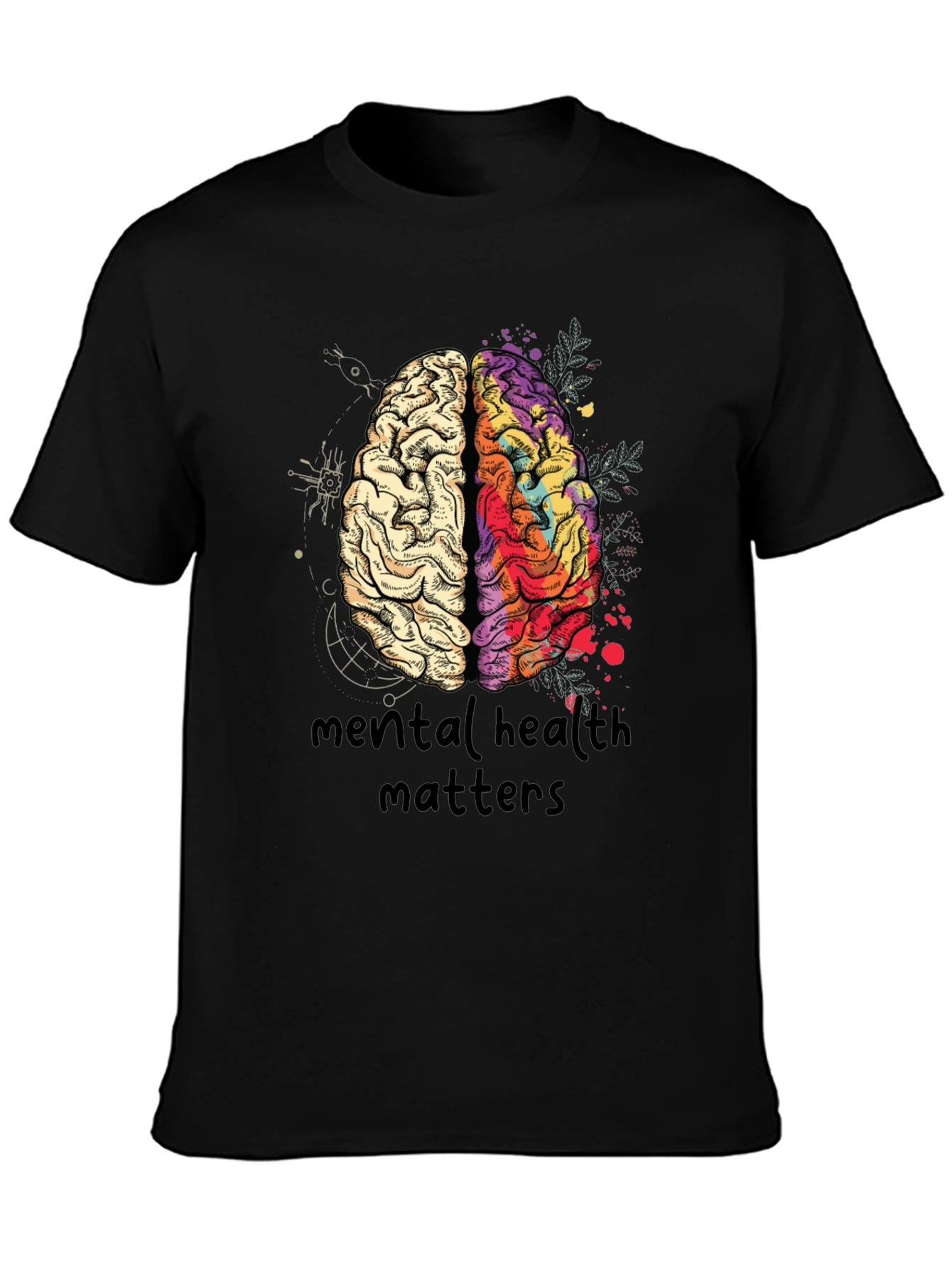 Black Mental Health Matters Brain Graphic T-Shirt view 3