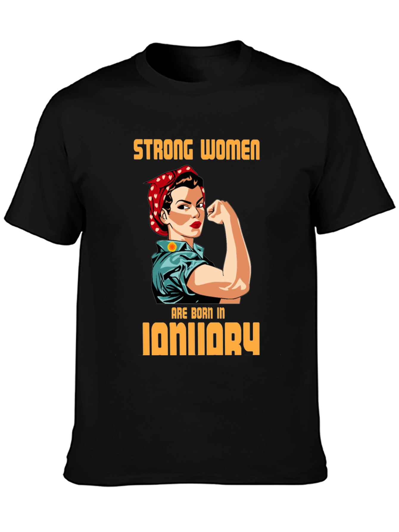 Black Strong Women January Birthday T-Shirt view 3