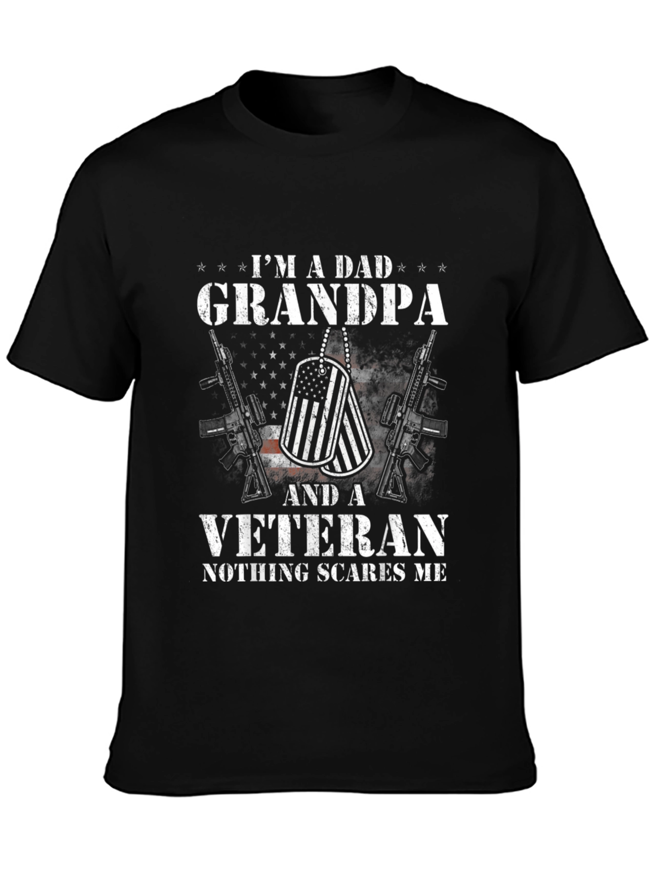 Black I'm A Dad Grandpa And A Veteran T-Shirt view 3