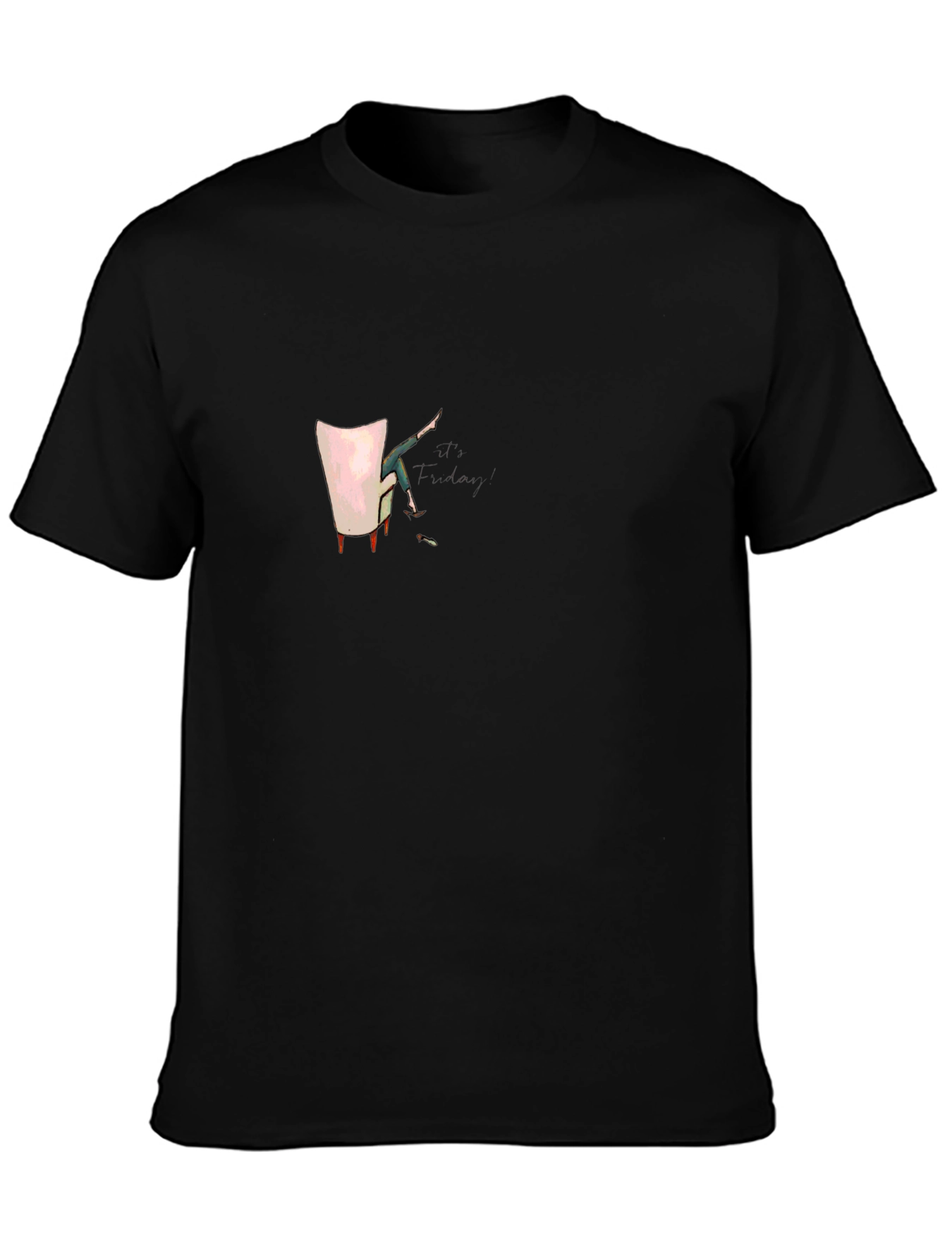 Black Relaxed Graphic Tee - Novelty Chair Design view 3
