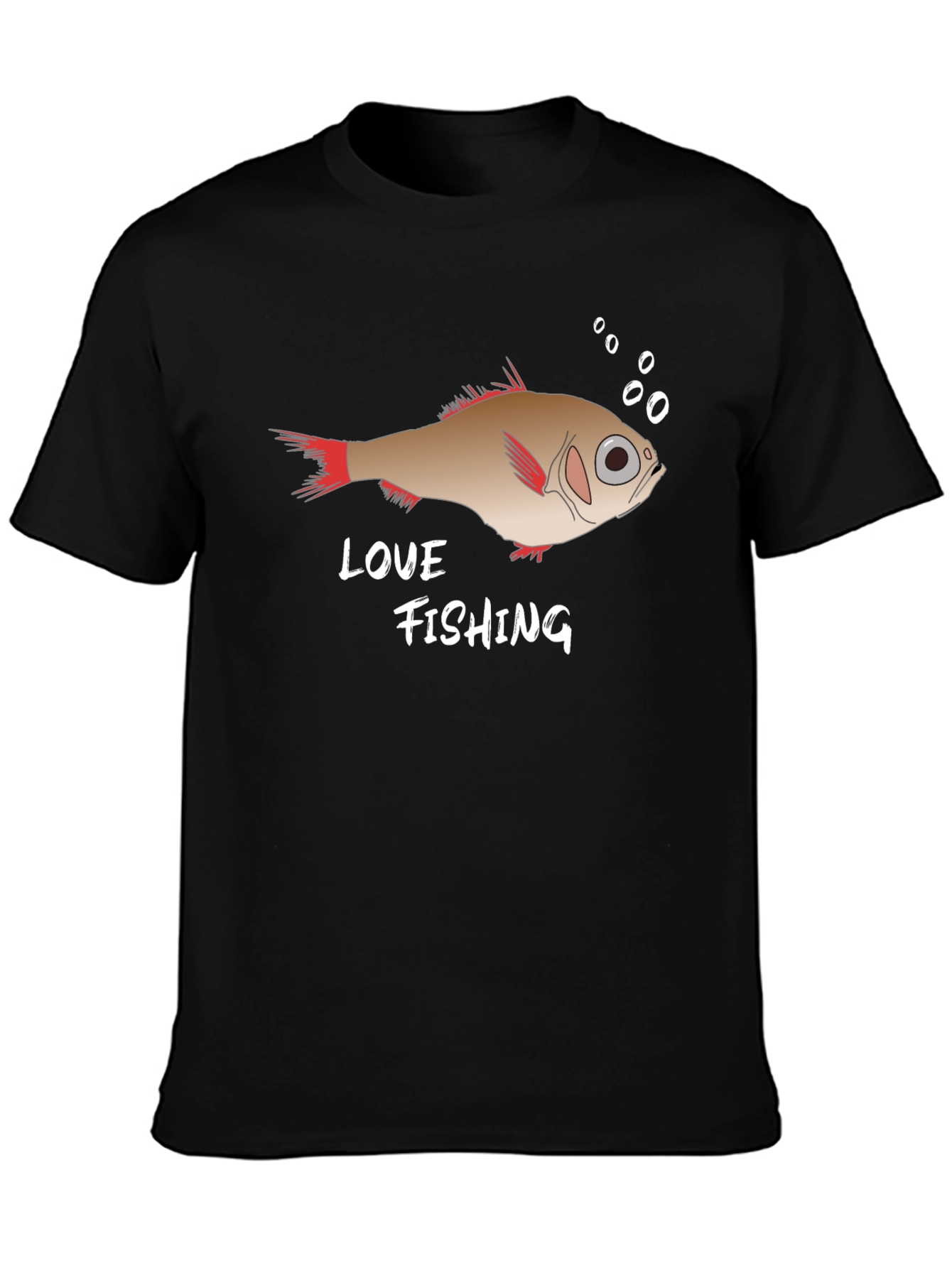 Black Love Fishing Graphic Tee - Black Cotton T-Shirt view 3