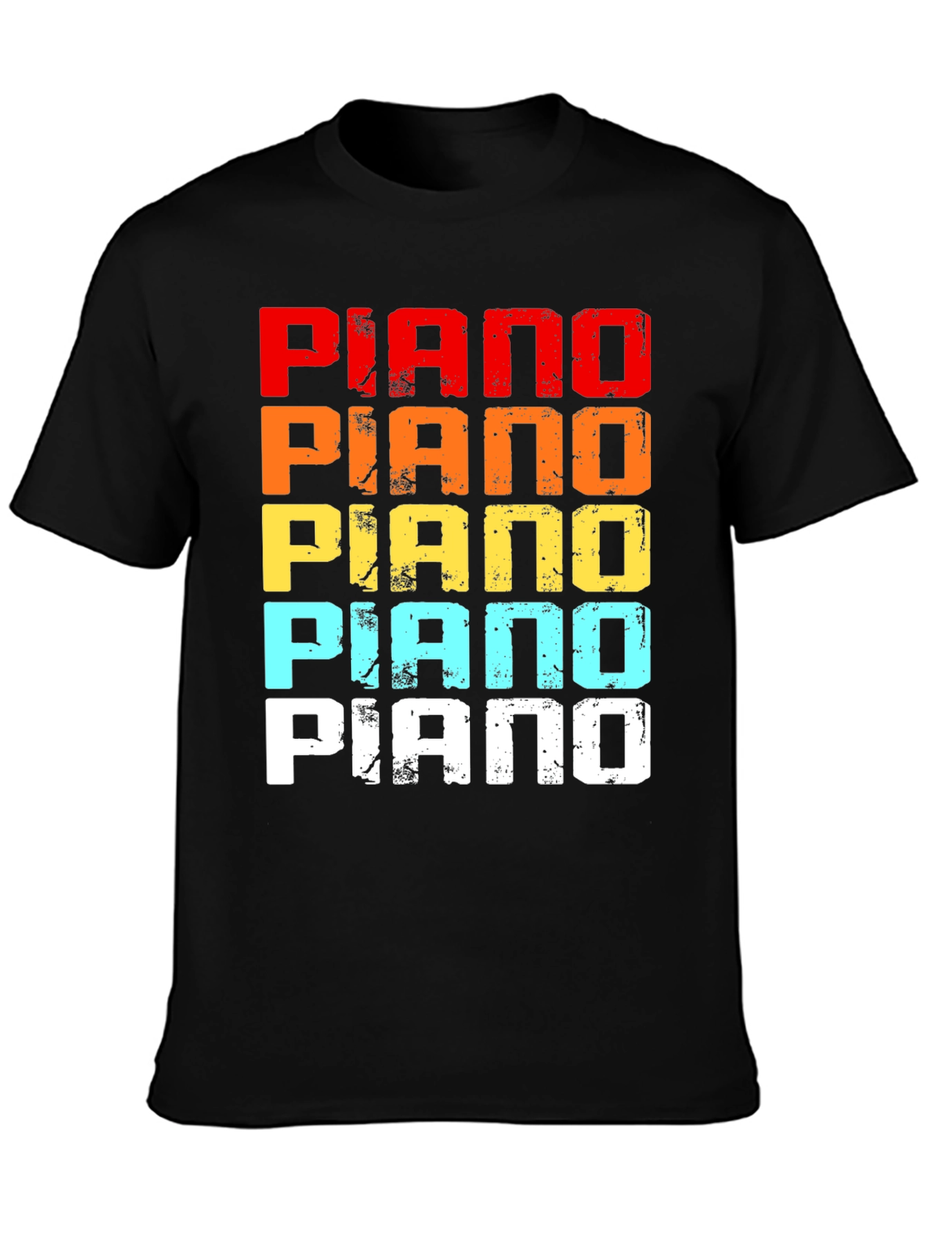 Black Retro Piano Graphic Tee - Music Lover T-Shirt view 3