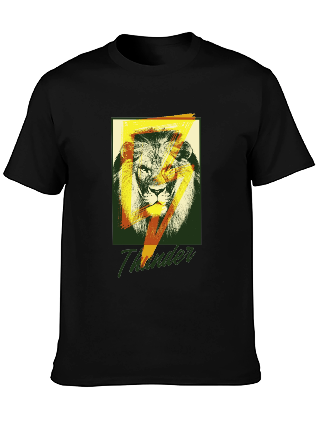 Black Lion Thunder Graphic Tee - Stylish Black T-Shirt view 3