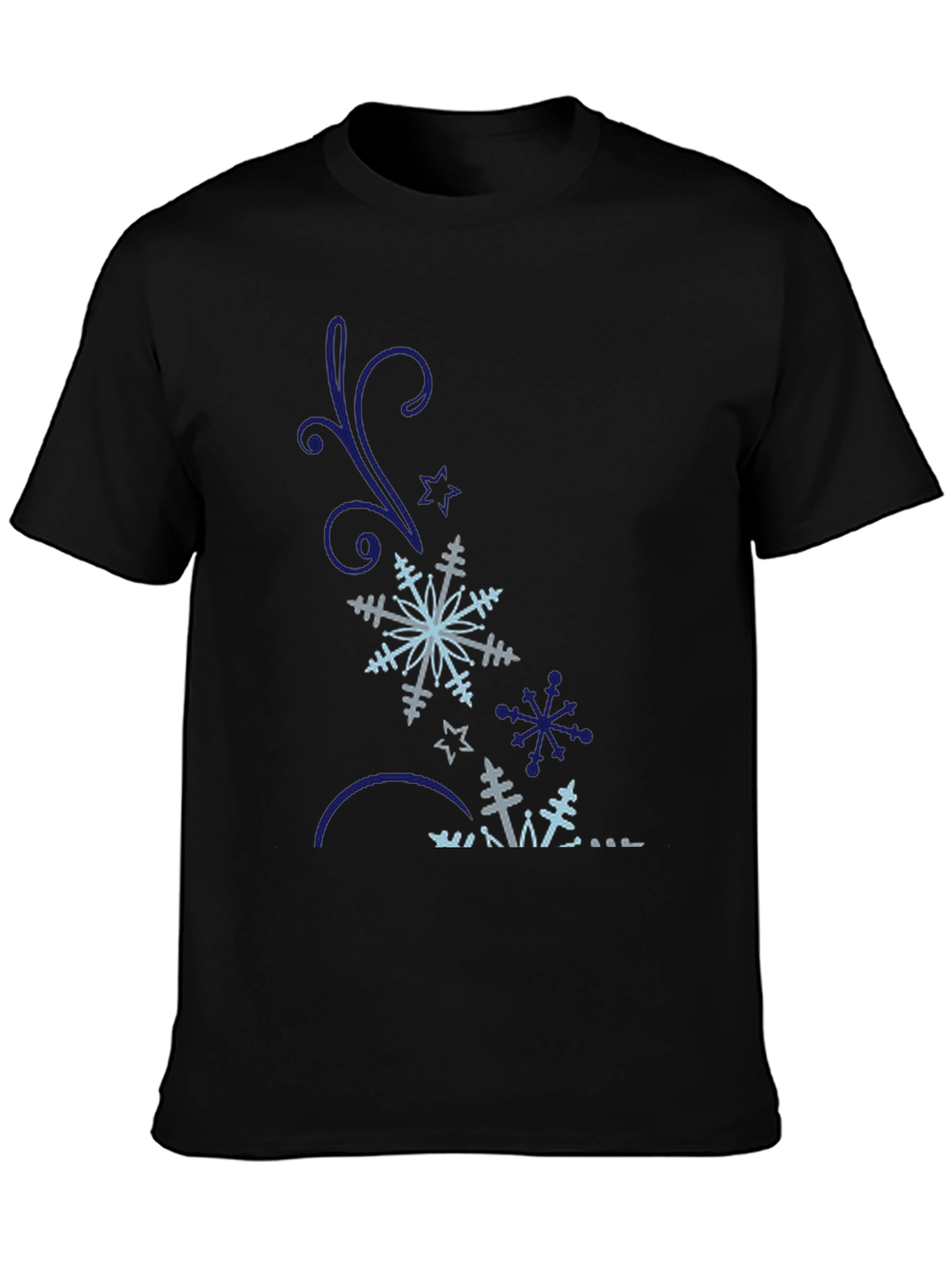 Black Snowflake Graphic Tee - Black Cotton Blend view 3