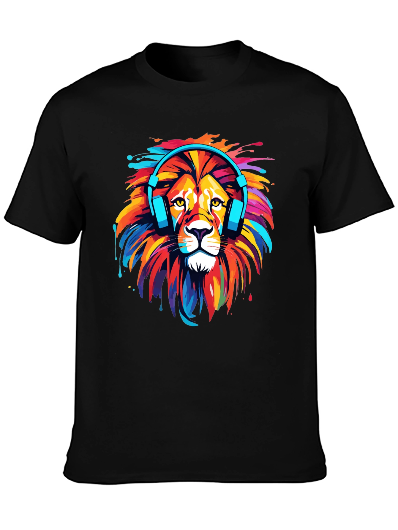 Black Lion Headphone Graphic Tee - Vivid Colors view 3