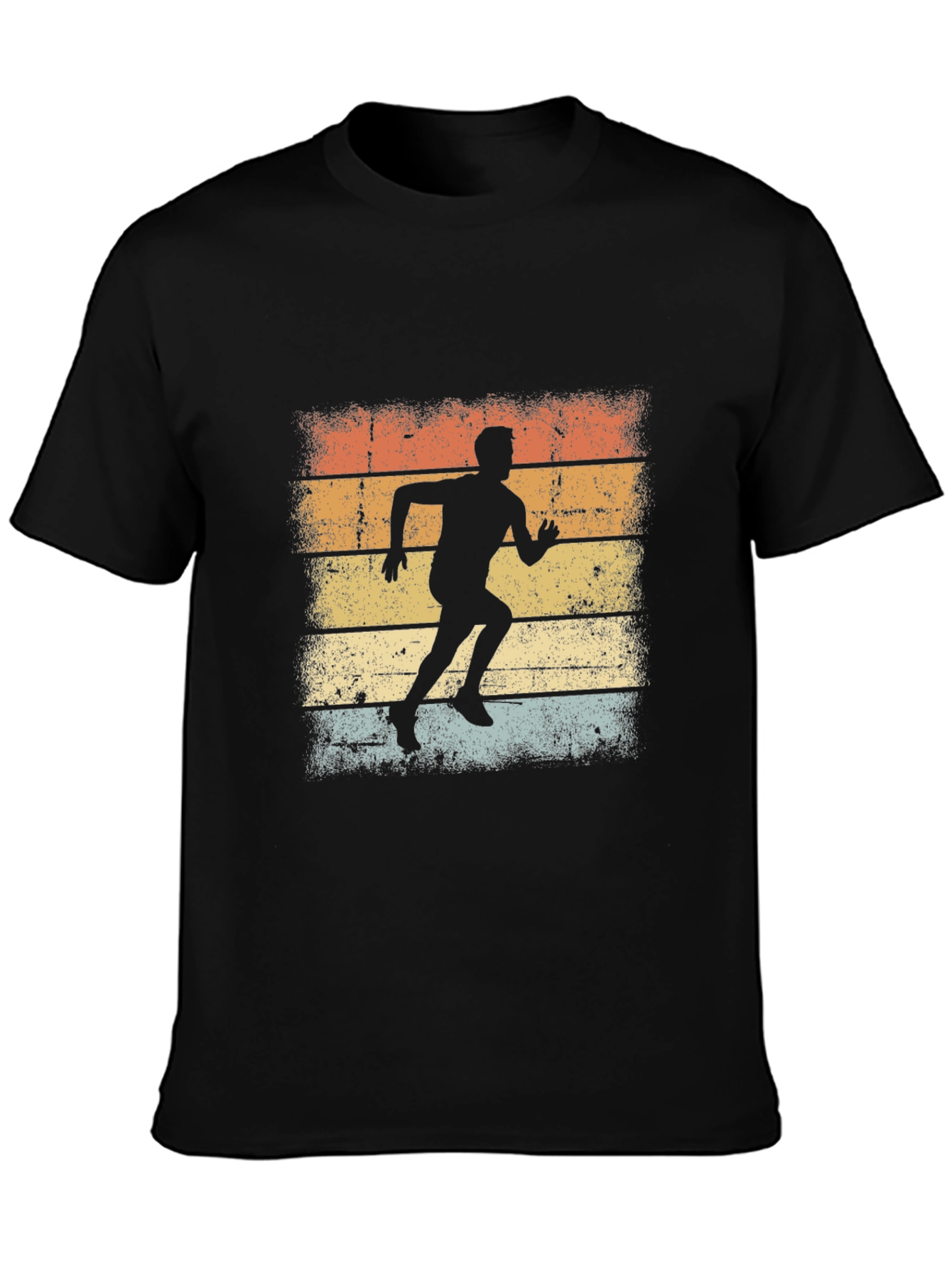 Black Retro Runner Graphic Tee - Vintage Style Black T-Shirt view 3