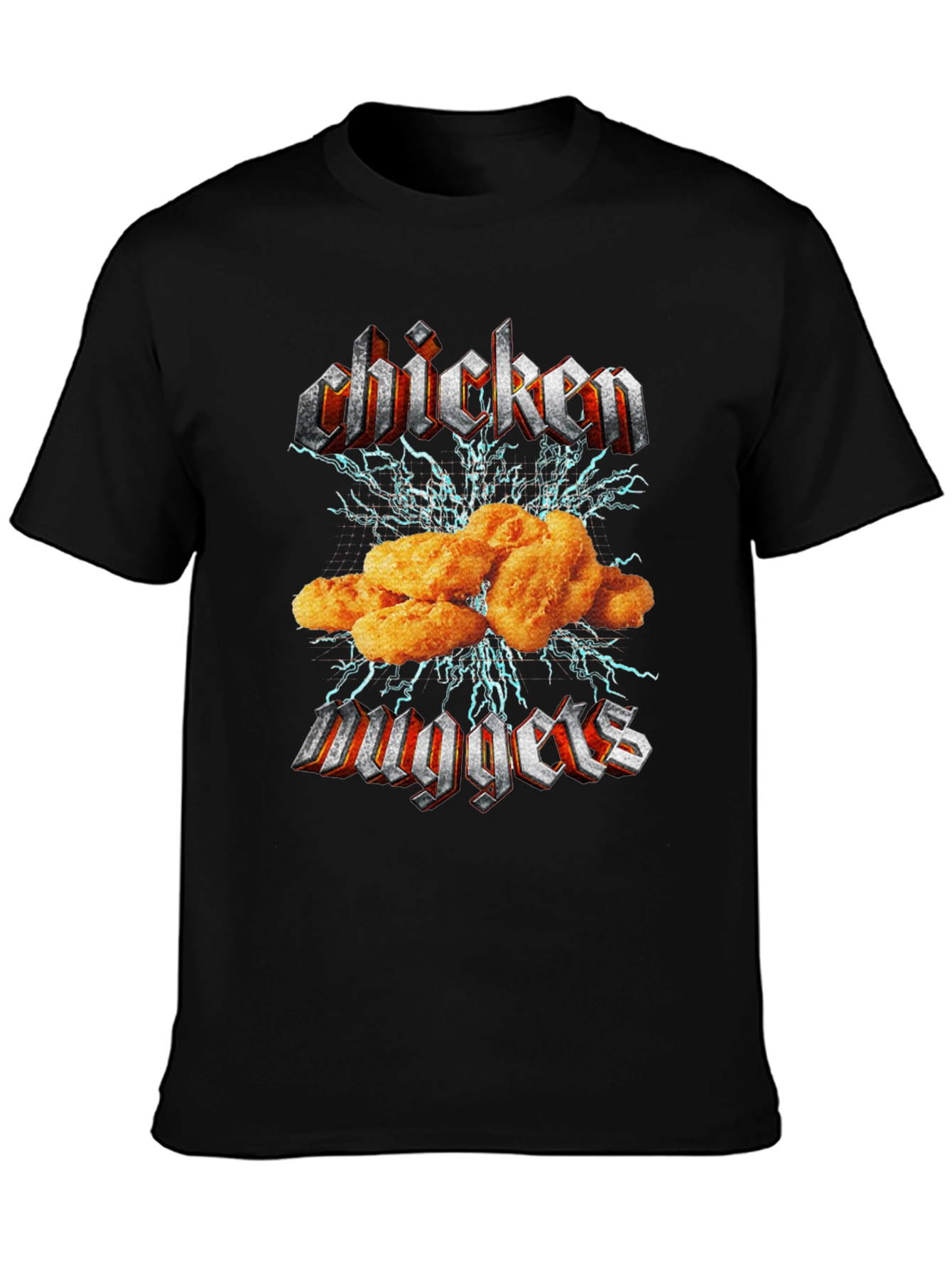 Black Chicken Nuggets Black T-Shirt - Foodie Humor view 3