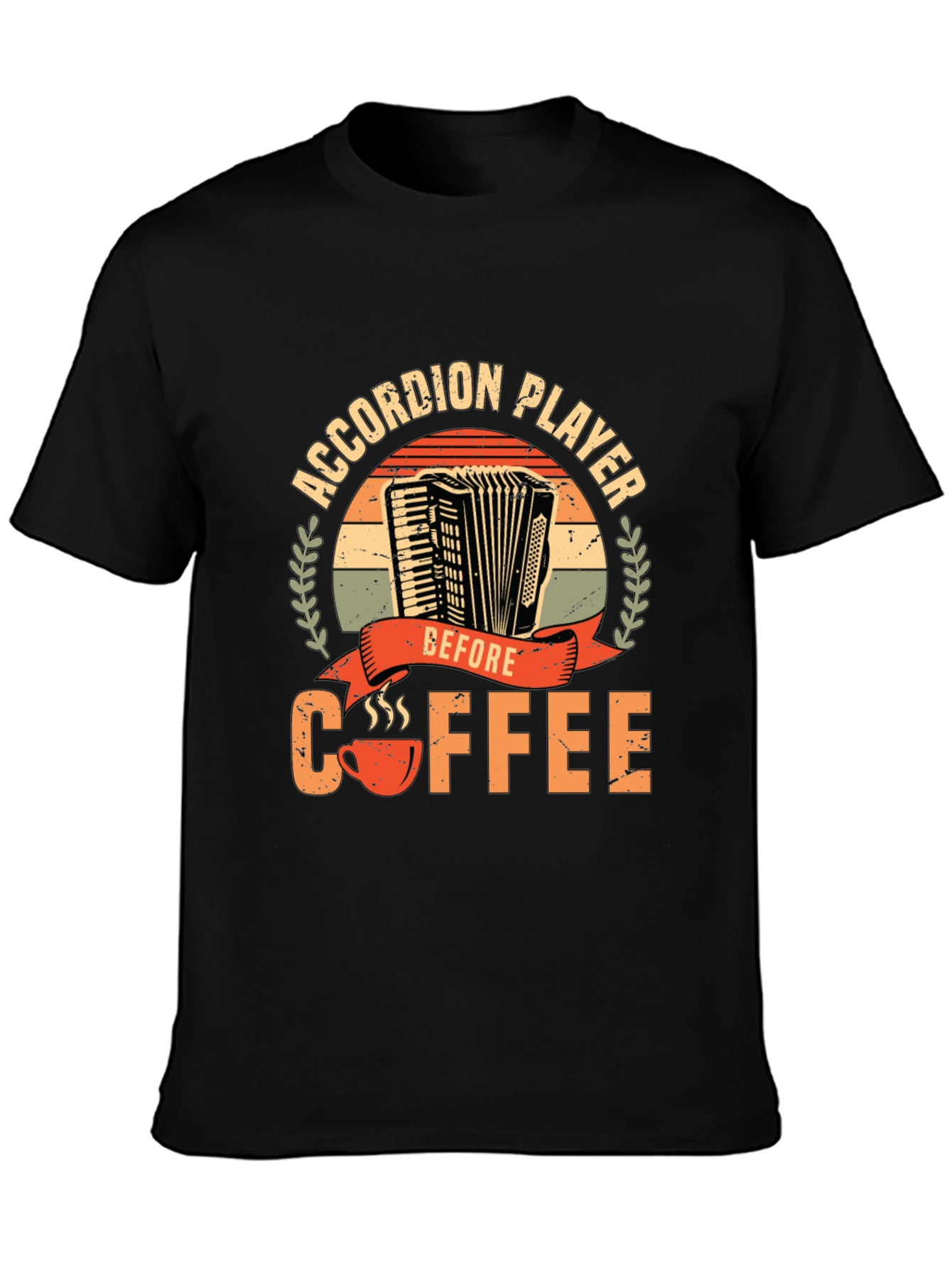 Black Accordion Player Before Coffee T-Shirt view 3