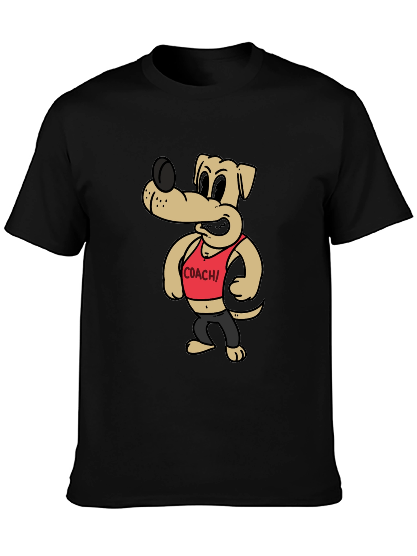 Black Cartoon Dog Coach Graphic Tee view 3