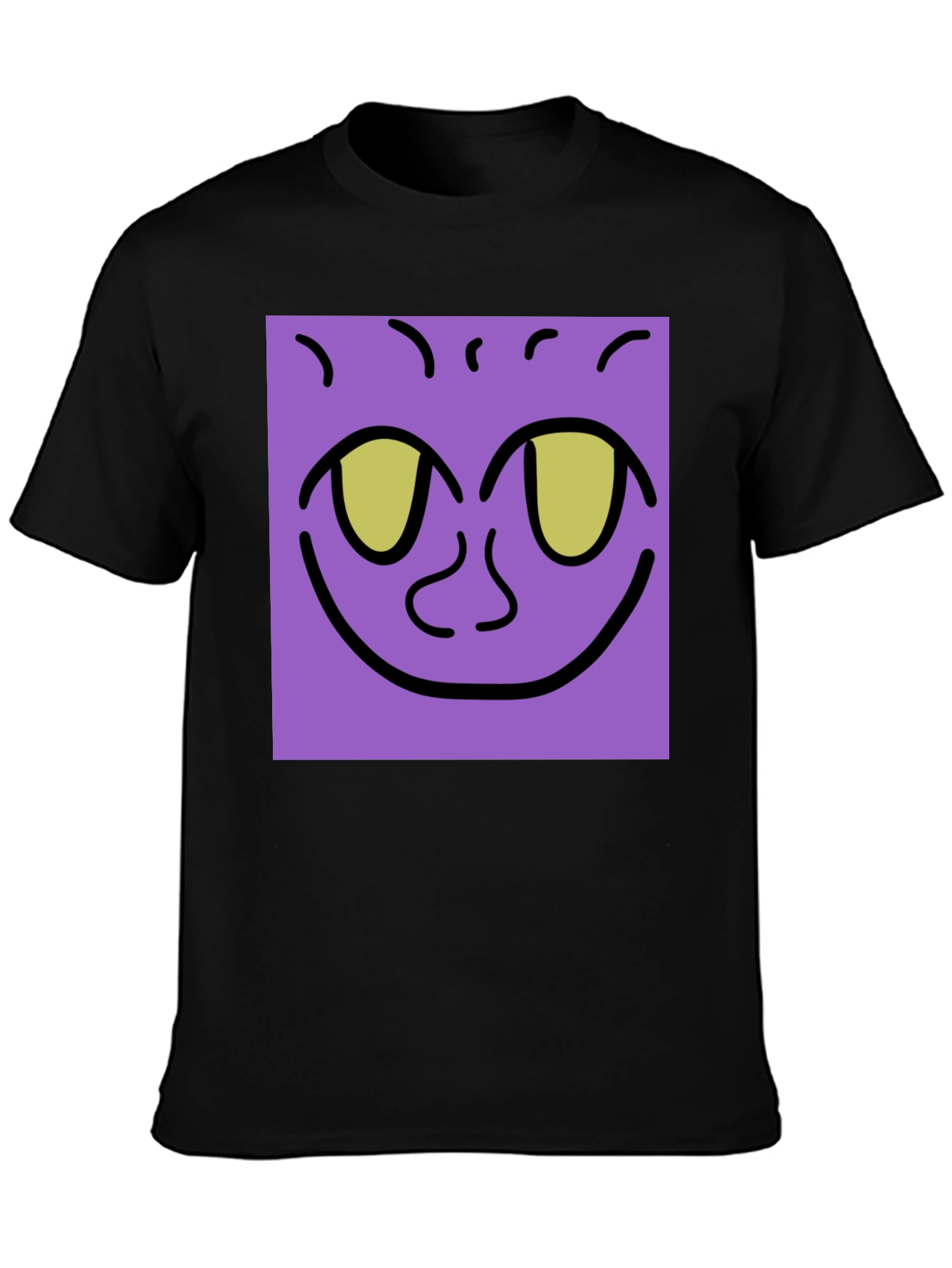 Black Purple Face Graphic Tee - Black Cotton Shirt view 3