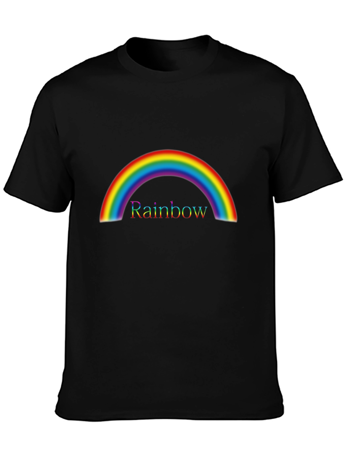 Black Rainbow Graphic Tee - Colorful Arc Design - Black view 3