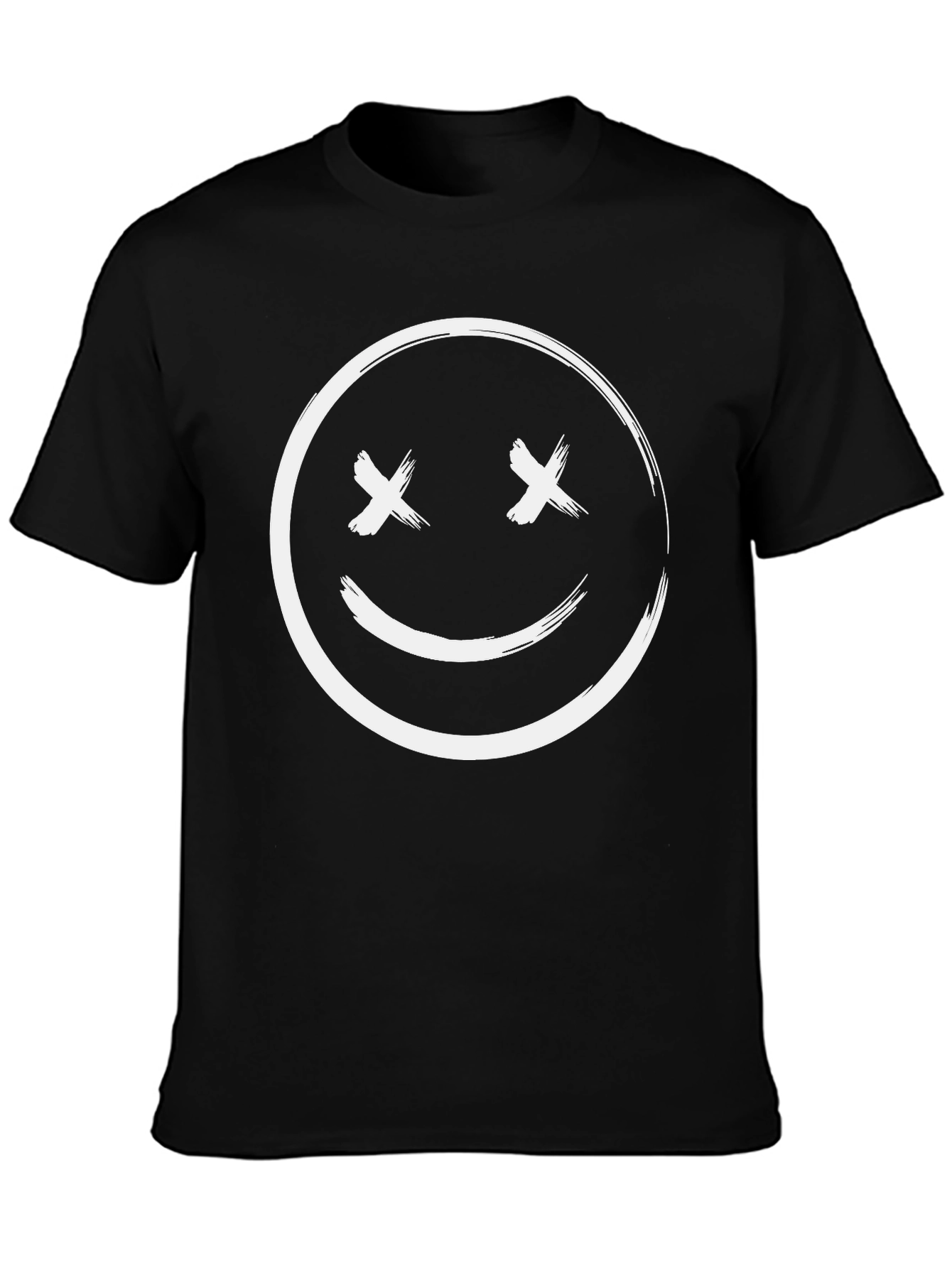 Black Black T-Shirt with Smiley Face Graphic view 3