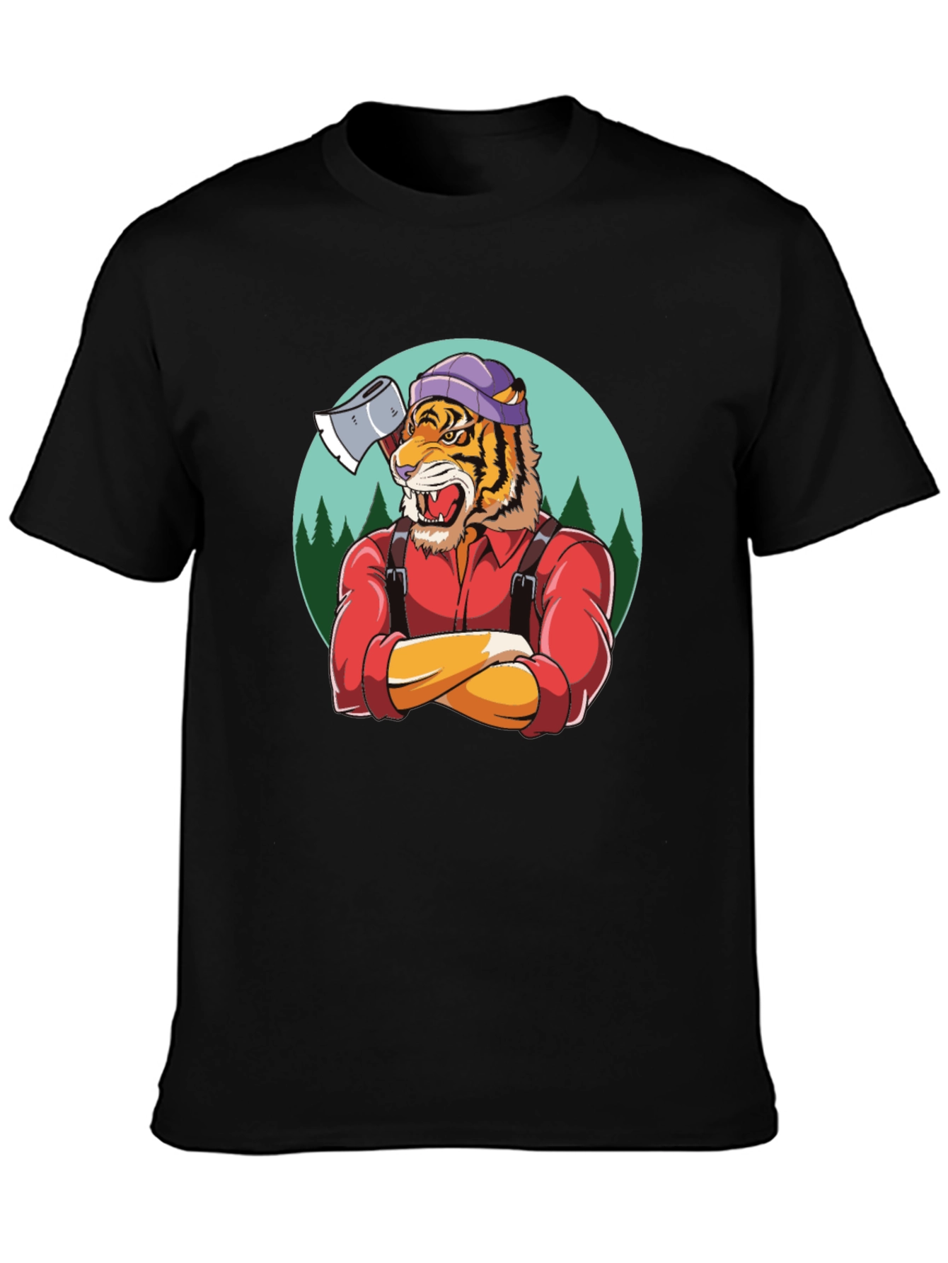 Black Tiger Lumberjack Graphic Tee - Black view 3