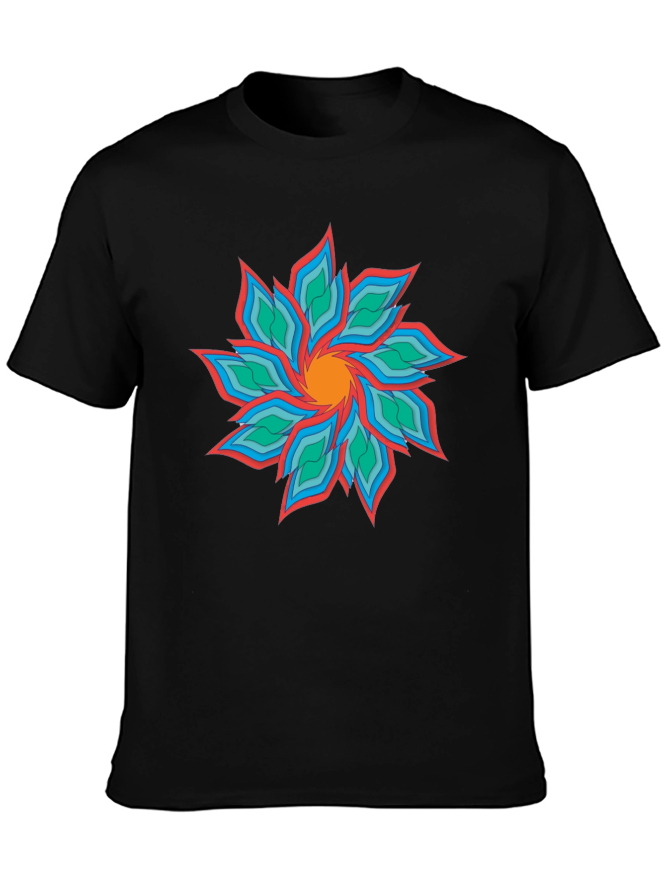 Black Abstract Floral Graphic Black T-Shirt view 3