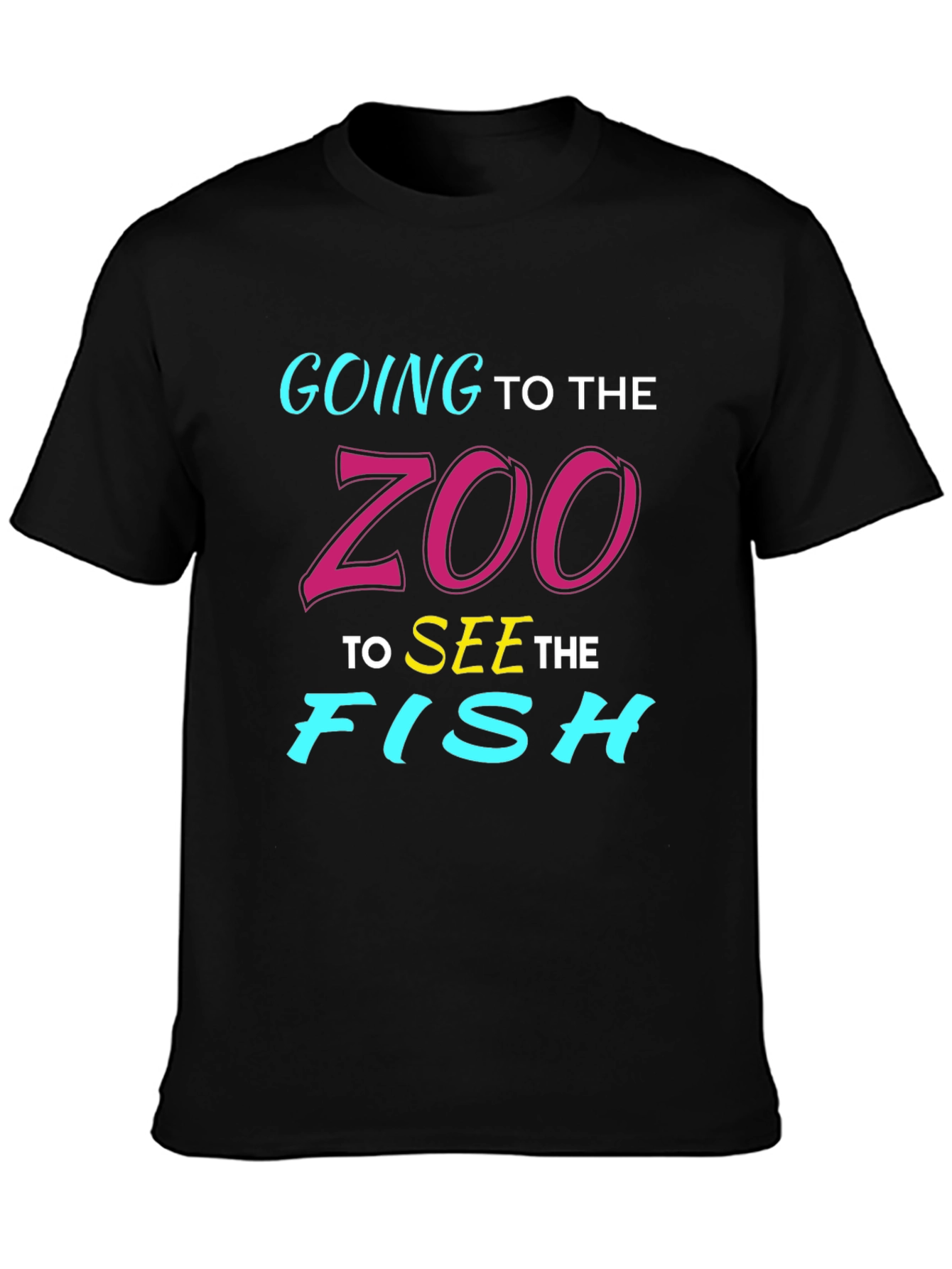 Black Zoo Trip T-Shirt: Going to See the Fish! view 3