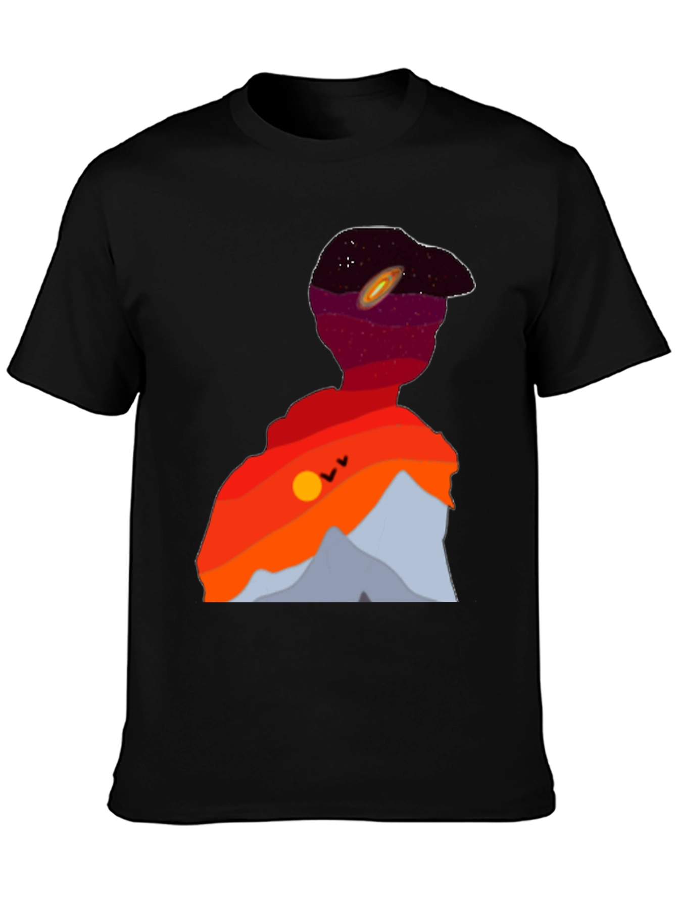 Black Cosmic Landscape Silhouette Graphic Tee - Black view 3