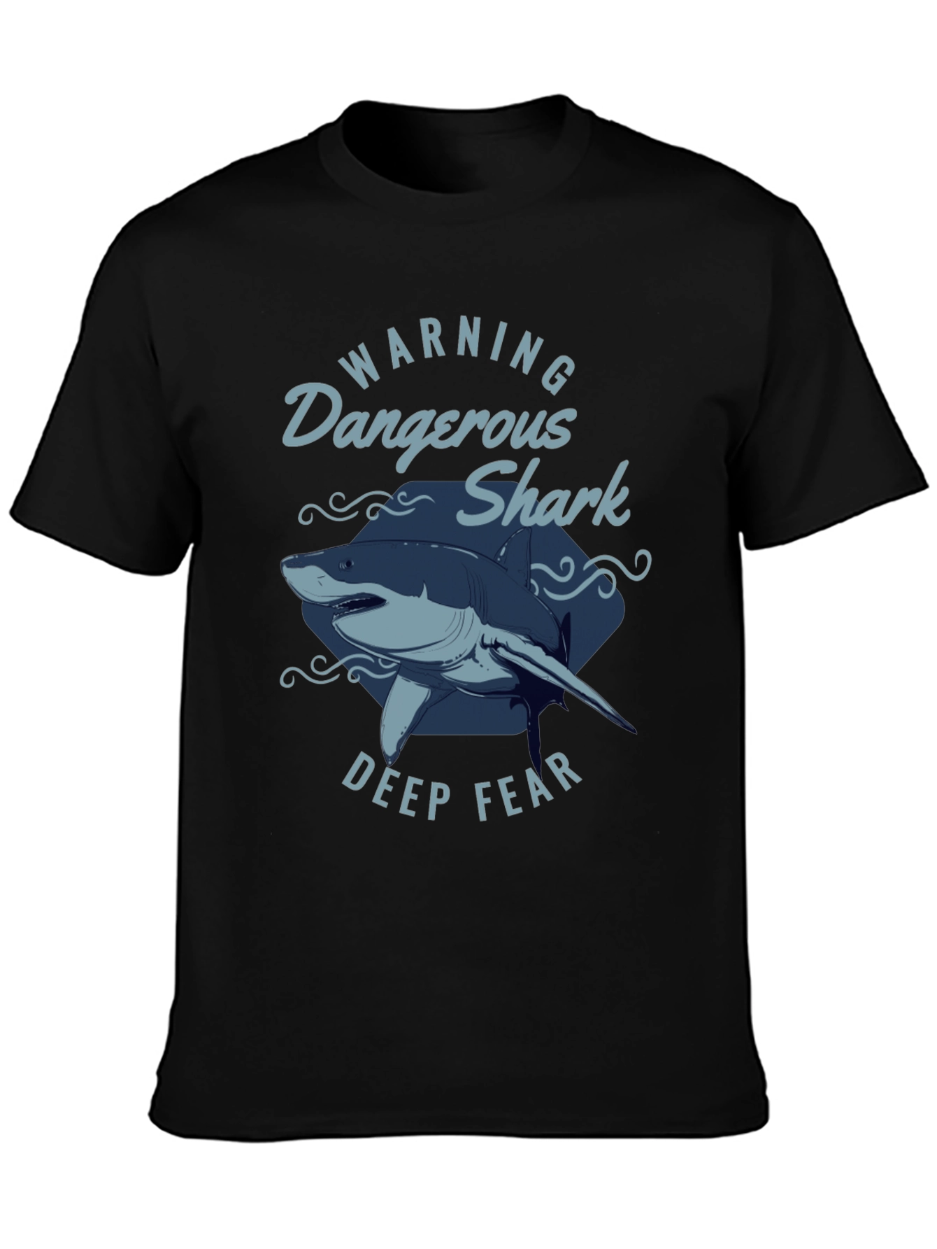 Black Dangerous Shark Graphic Print Black T-Shirt view 3