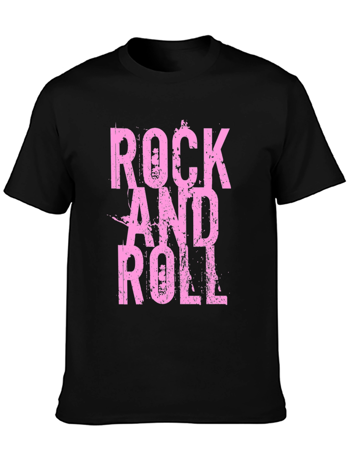 Black Rock and Roll Pink Print Black T-Shirt view 3