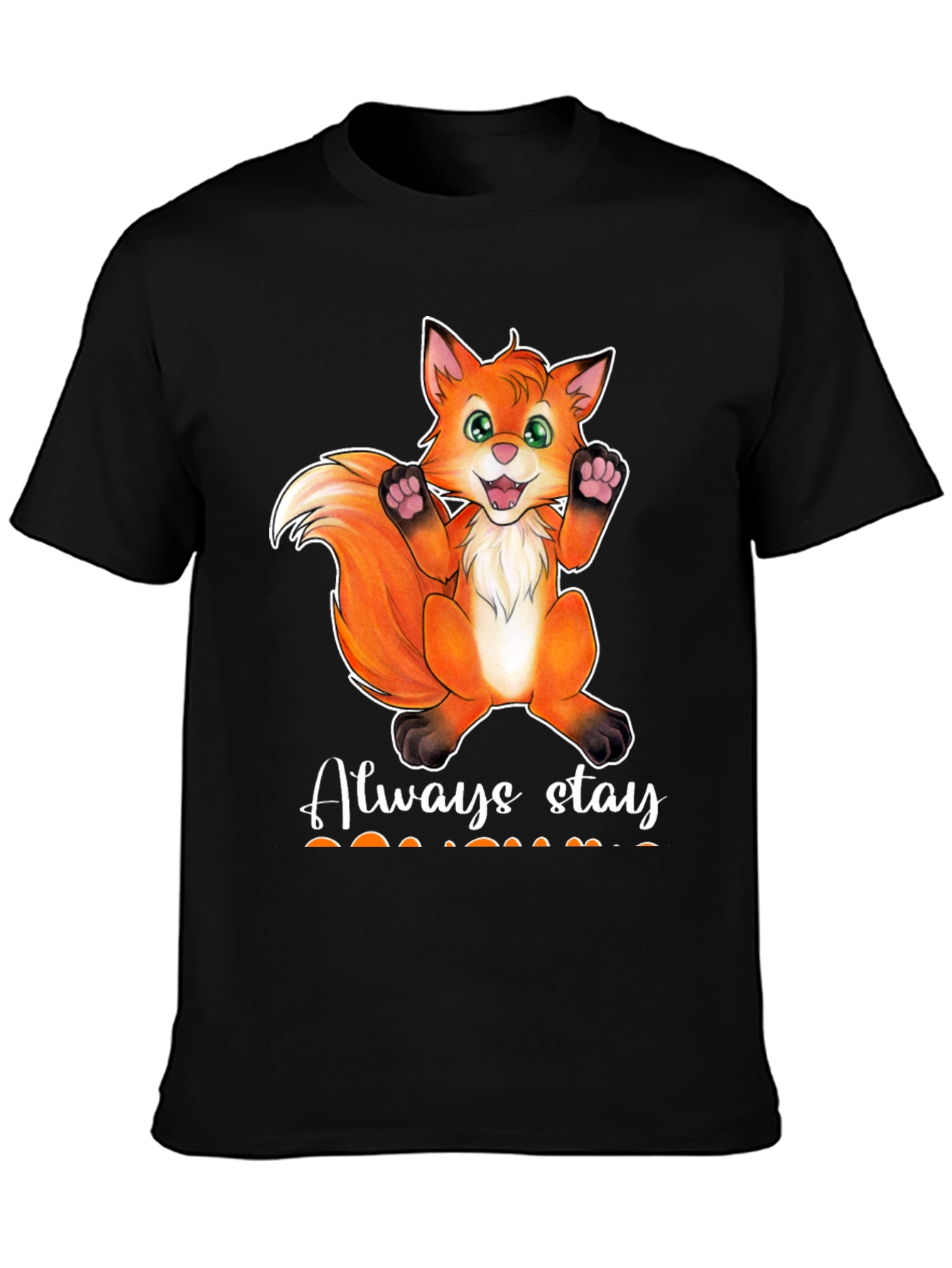 Black Cute Fox T-Shirt - Always Stay view 3