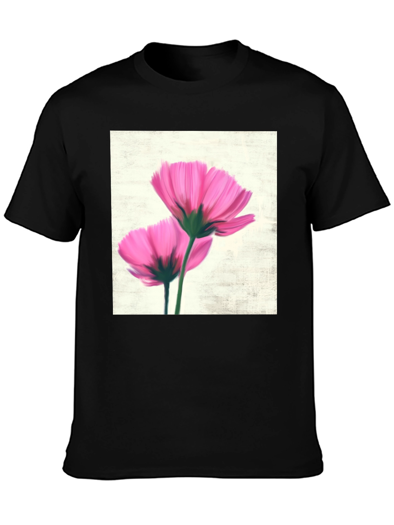 Black Floral Print Black T-Shirt view 3