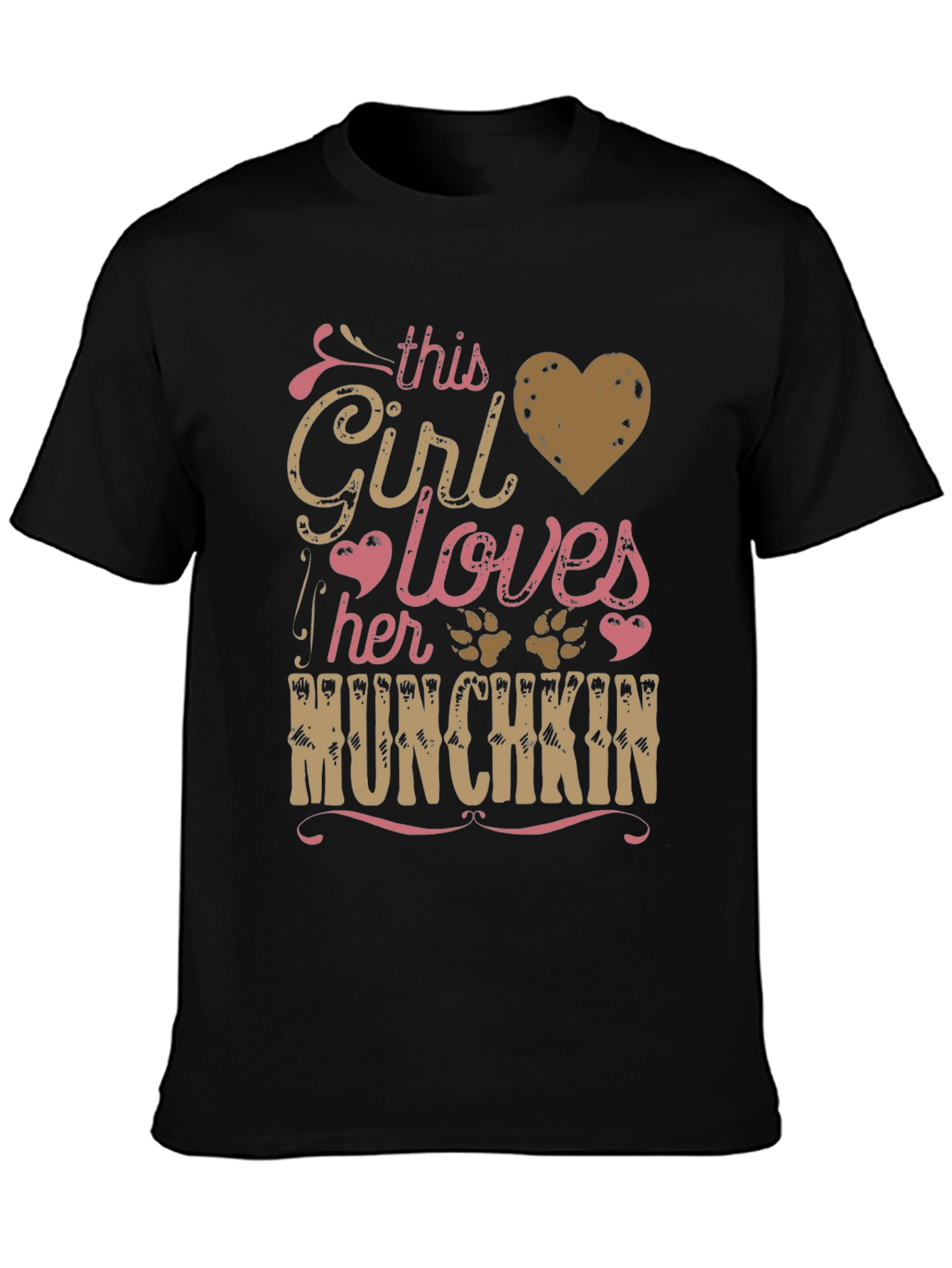 Black This Girl Loves Her Munchkin Pet Paw Print T-Shirt view 3