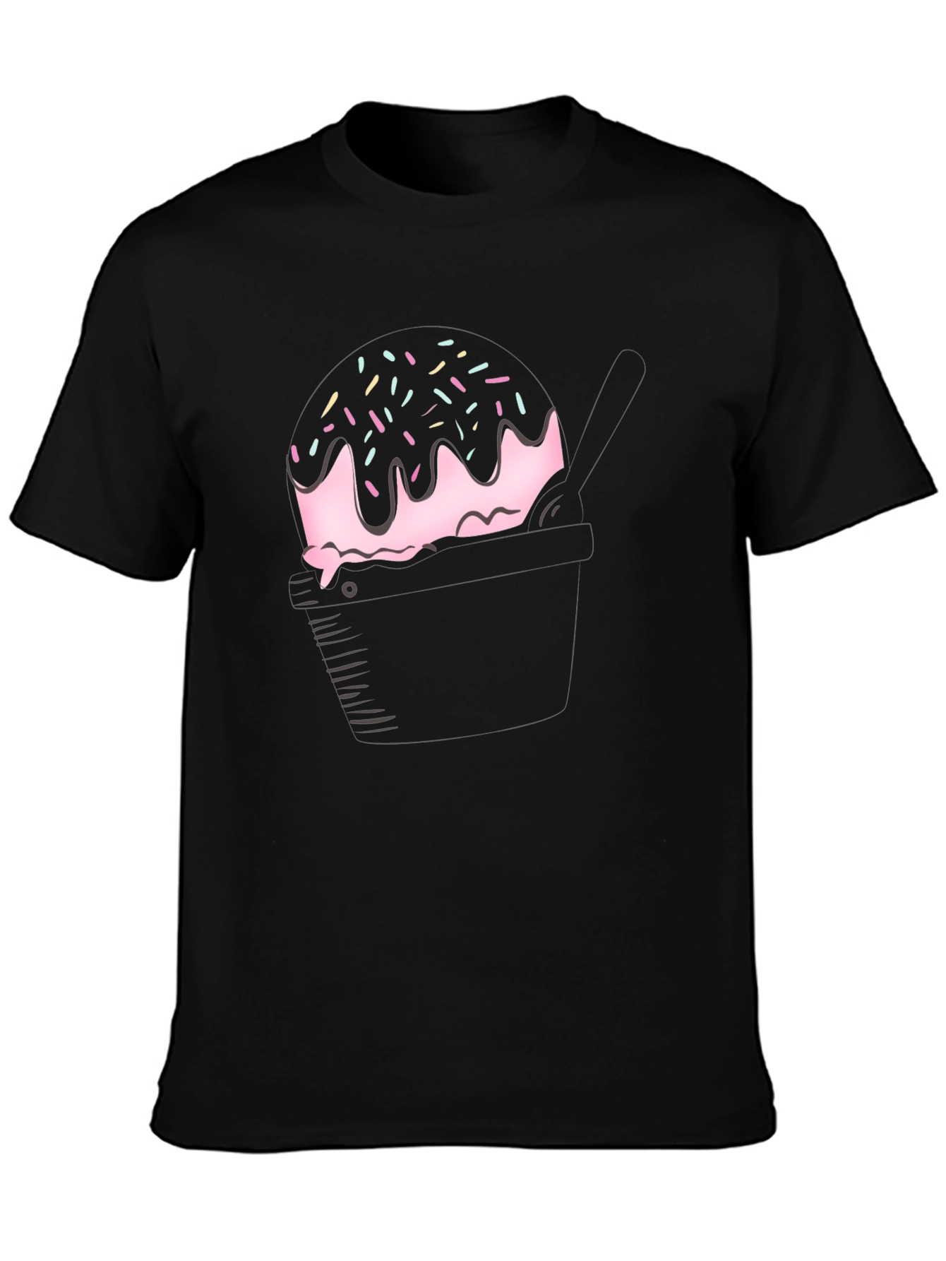 Black Cupcake Graphic Tee - Black Cotton T-Shirt view 3