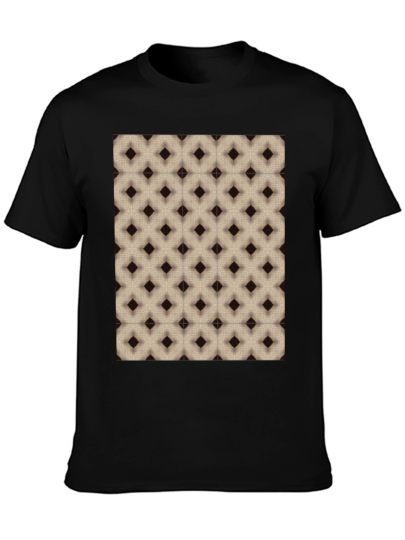 Black Geometric Pattern Black T-Shirt view 3