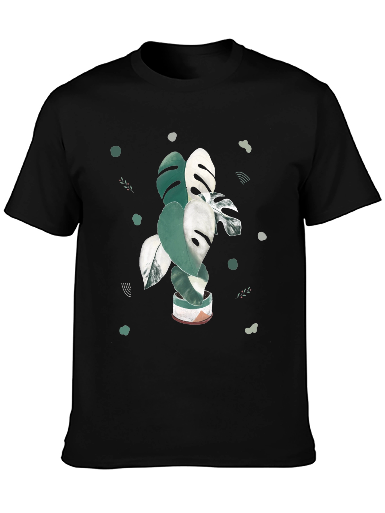 Black Monstera Plant Graphic T-Shirt view 3