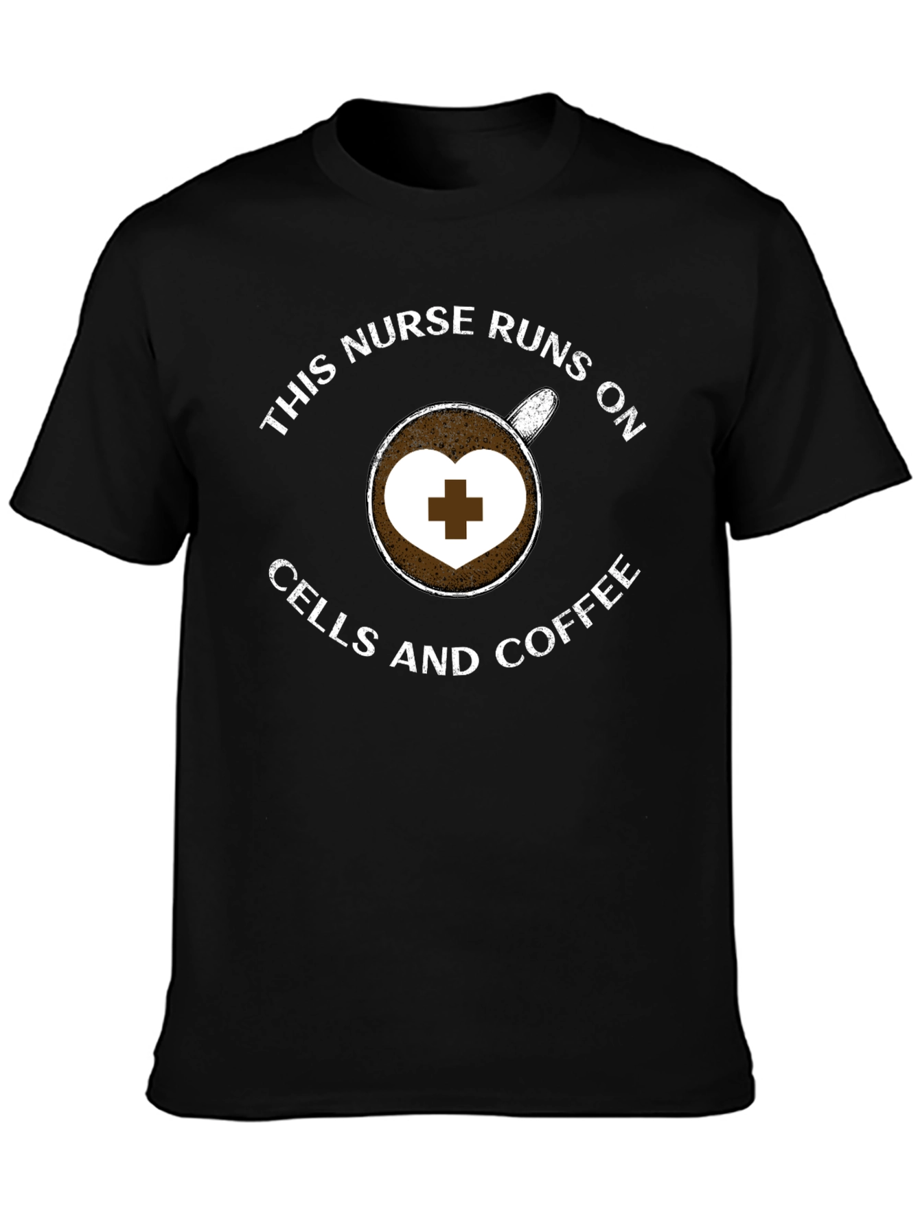 Black Nurse Coffee T-Shirt - Runs on Cells and Coffee view 3