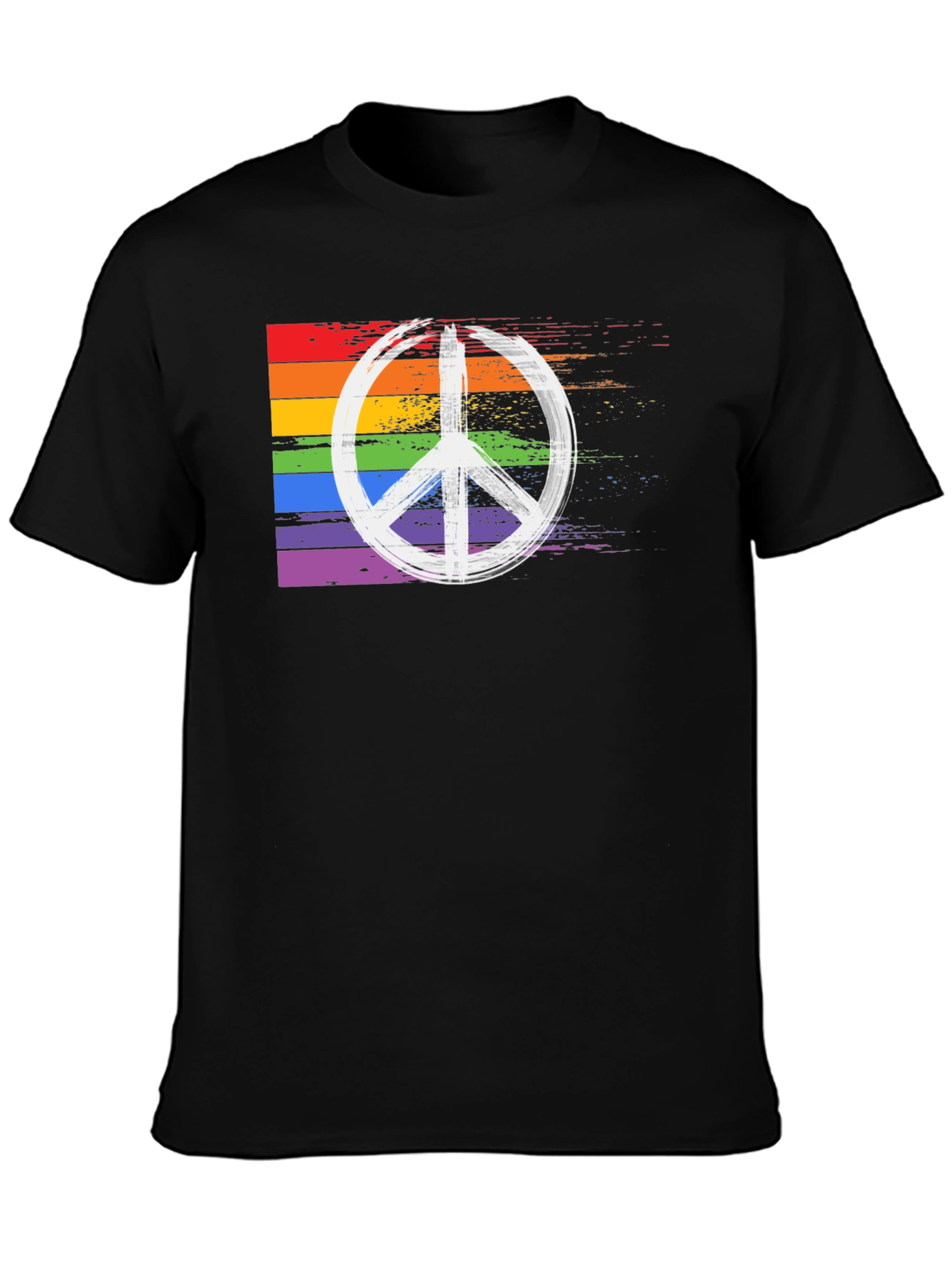 Black Rainbow Peace Sign T-Shirt - Black Cotton Blend view 3