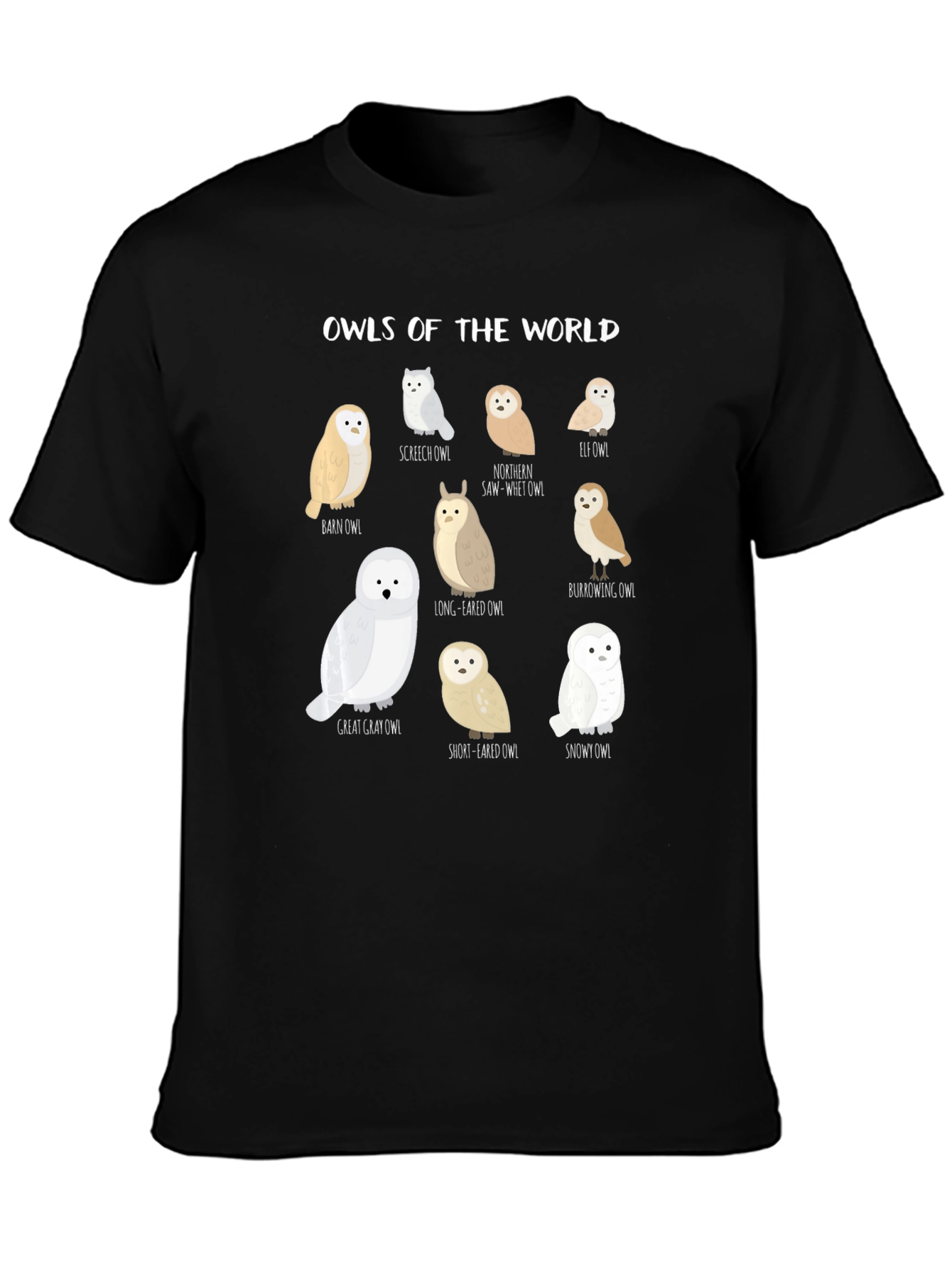 Black Owls of the World Graphic Tee view 3