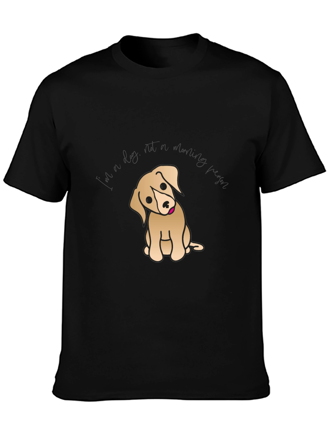 Black Cute Puppy Graphic T-Shirt - Black Cotton Tee view 3