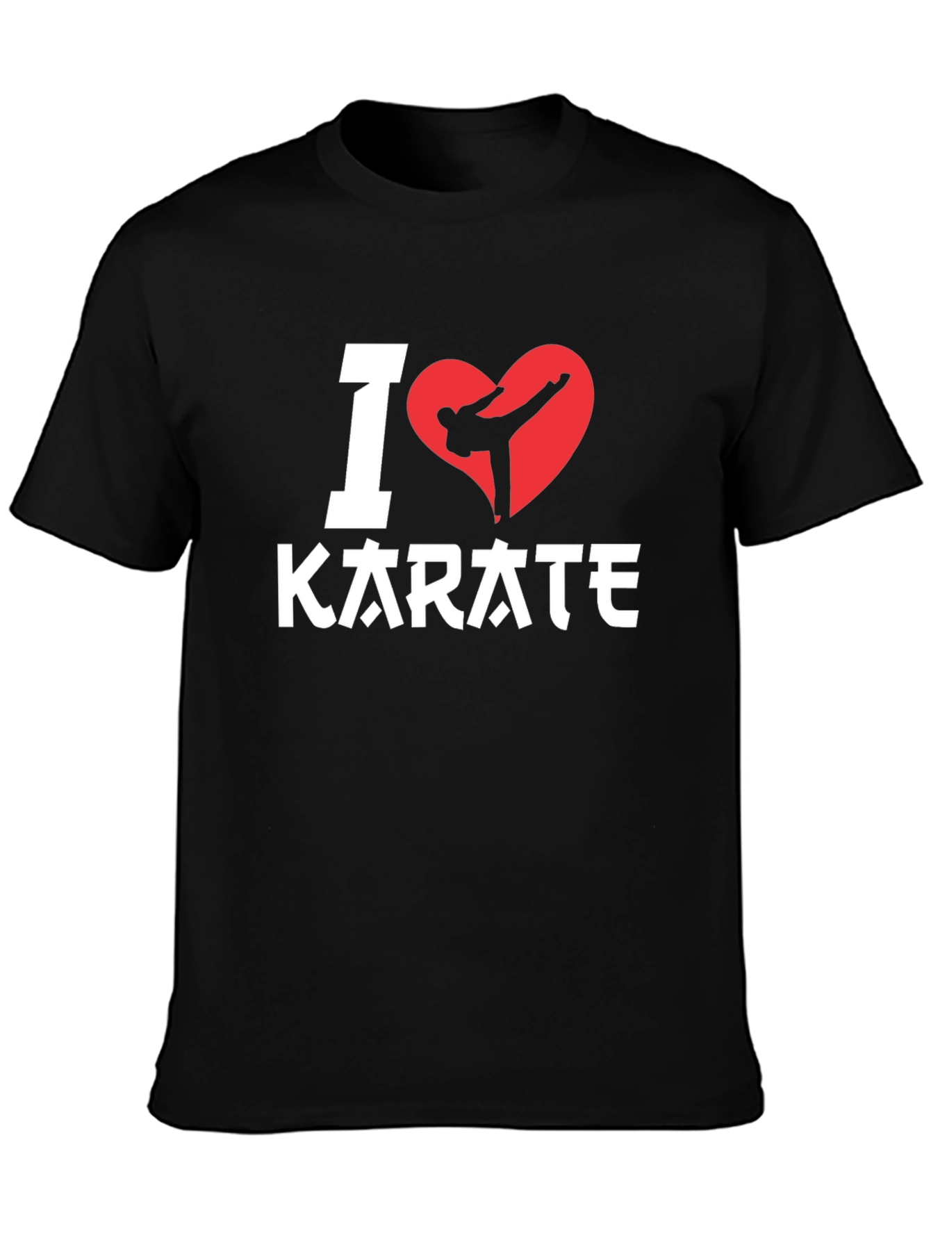 Black I Love Karate T-Shirt - Black, Martial Arts Graphic Tee view 3