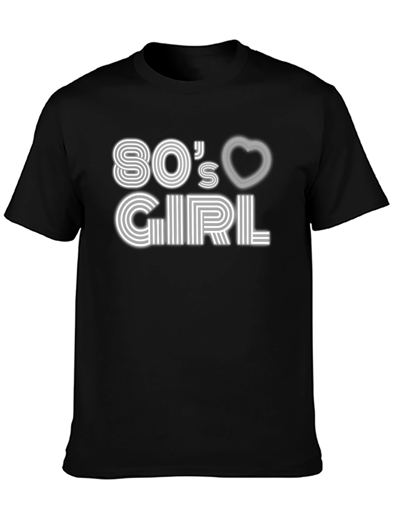 Black 80's Girl Graphic Tee - Retro Style view 3