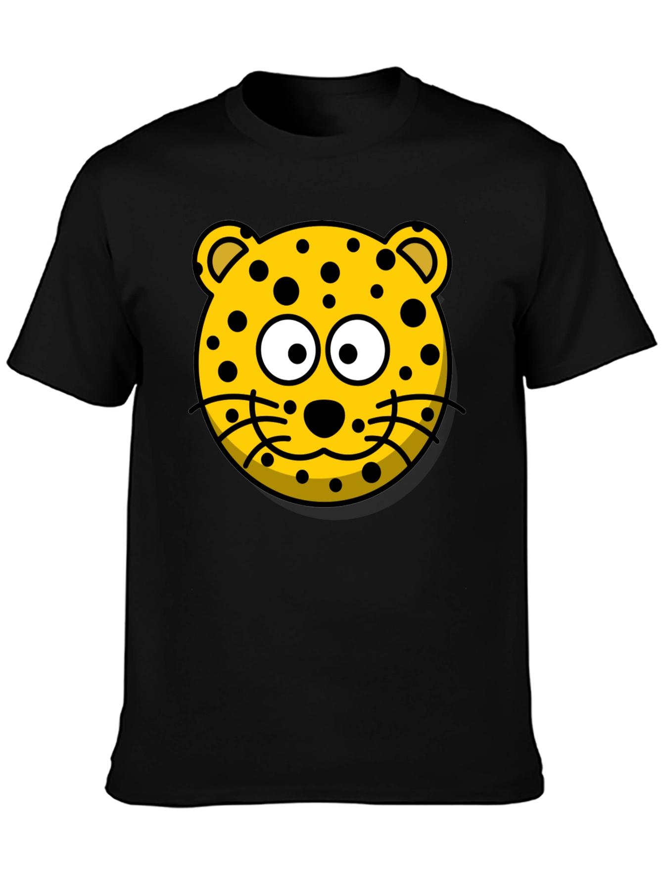 Black Cartoon Leopard Graphic T-Shirt - Black Cotton Tee view 3