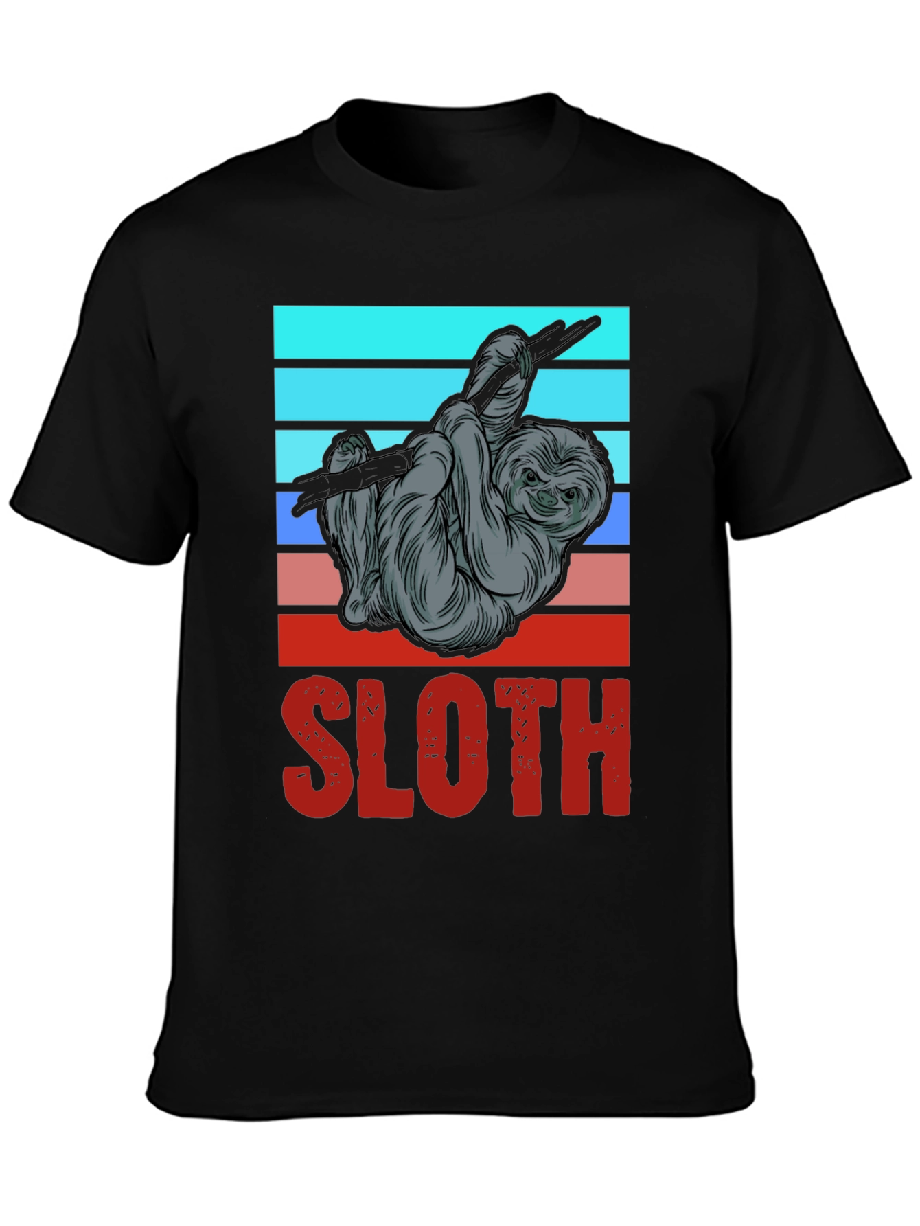 Black Retro Sloth Graphic Tee - Casual Comfort view 3
