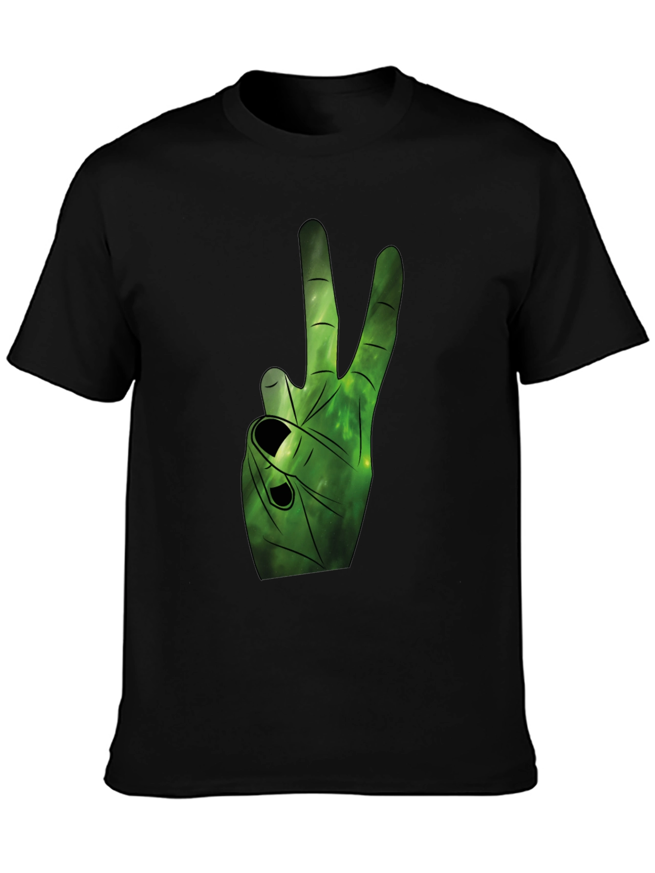 Black Peace Sign Graphic Tee - Black Cotton Comfort view 3