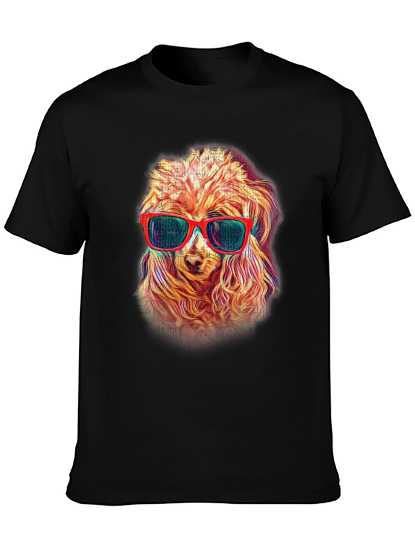 Black Cool Dog in Shades Men's Black T-Shirt view 3