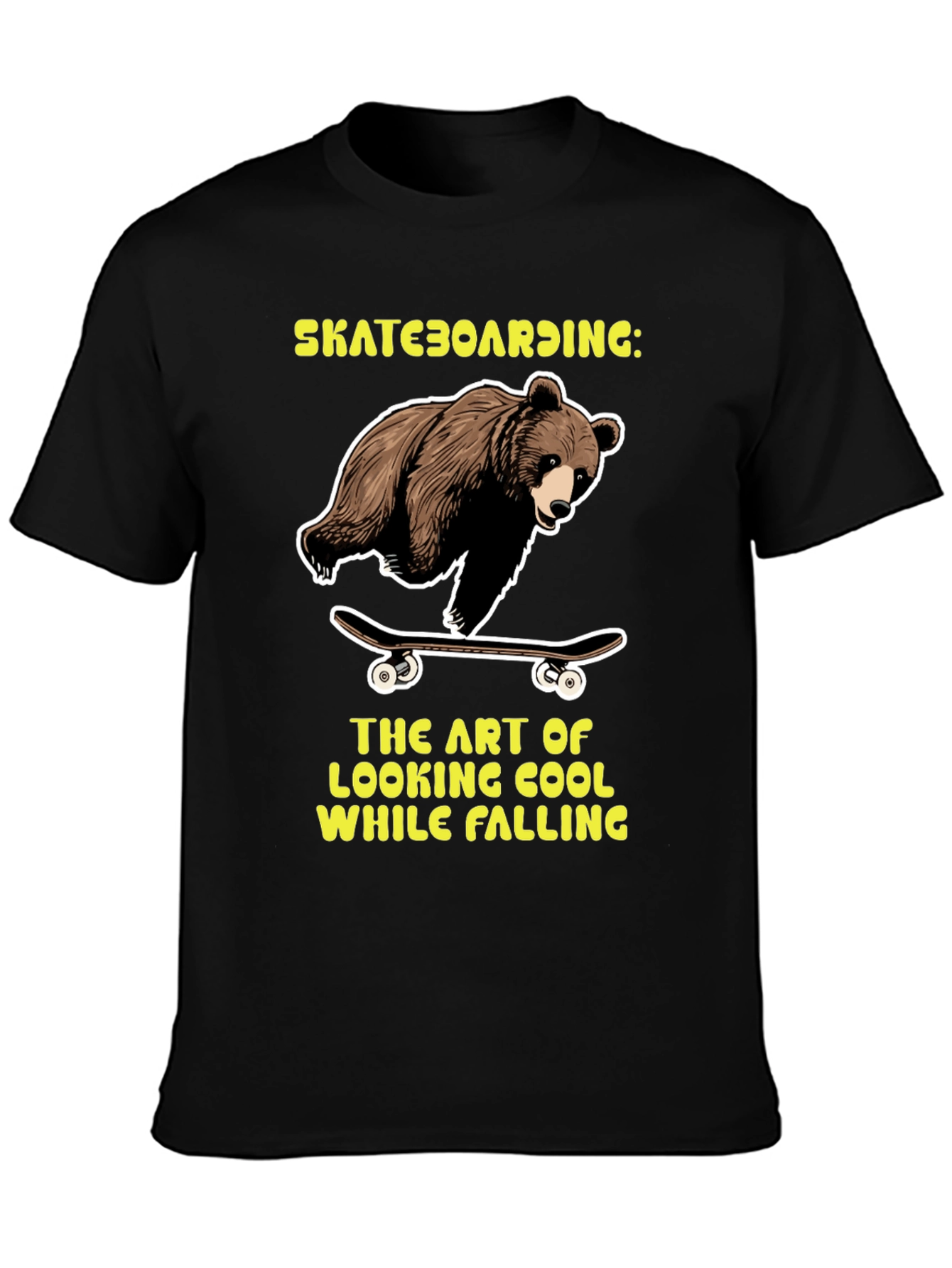 Black Skateboarding Bear Graphic Tee view 3