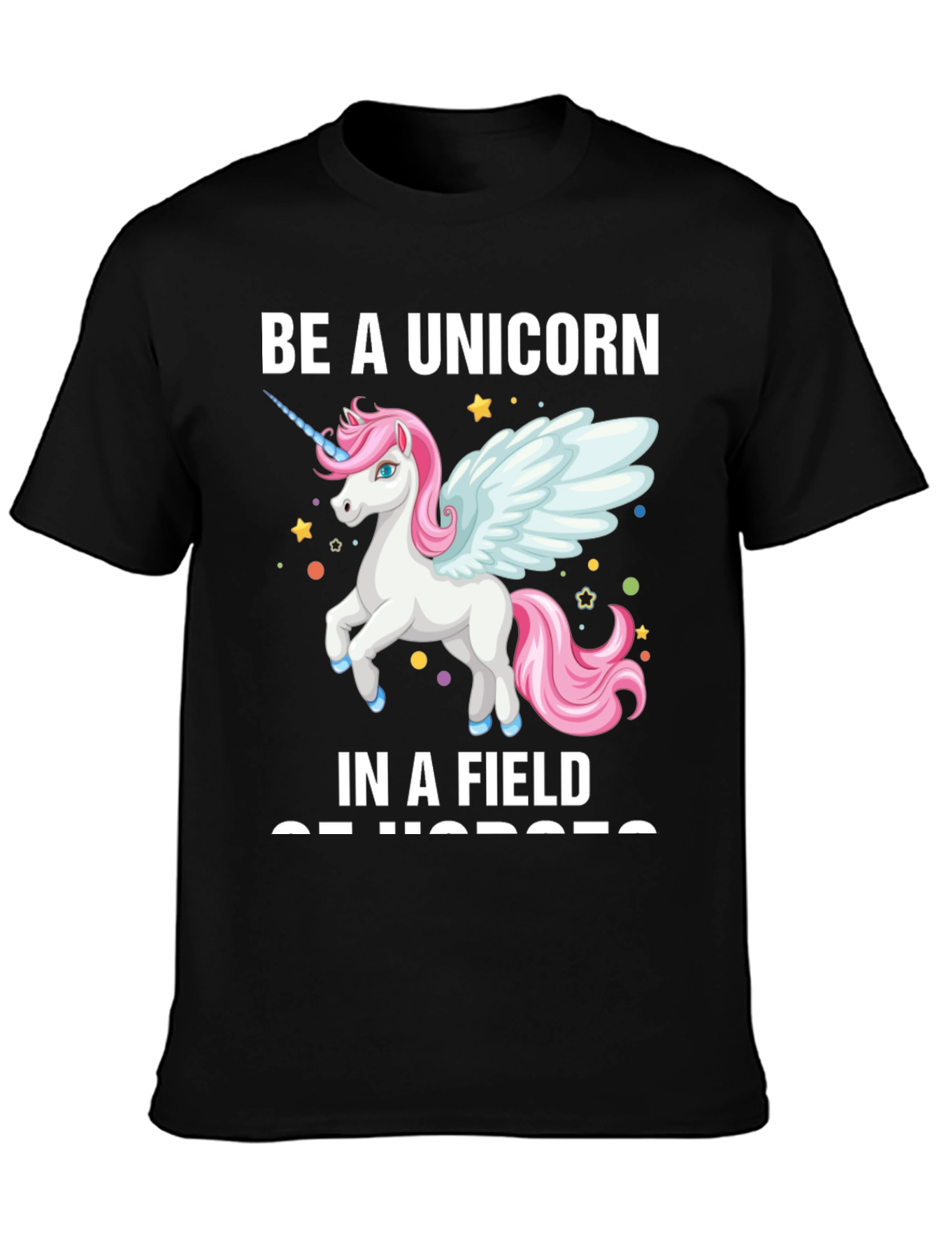 Black Be a Unicorn T-Shirt view 3