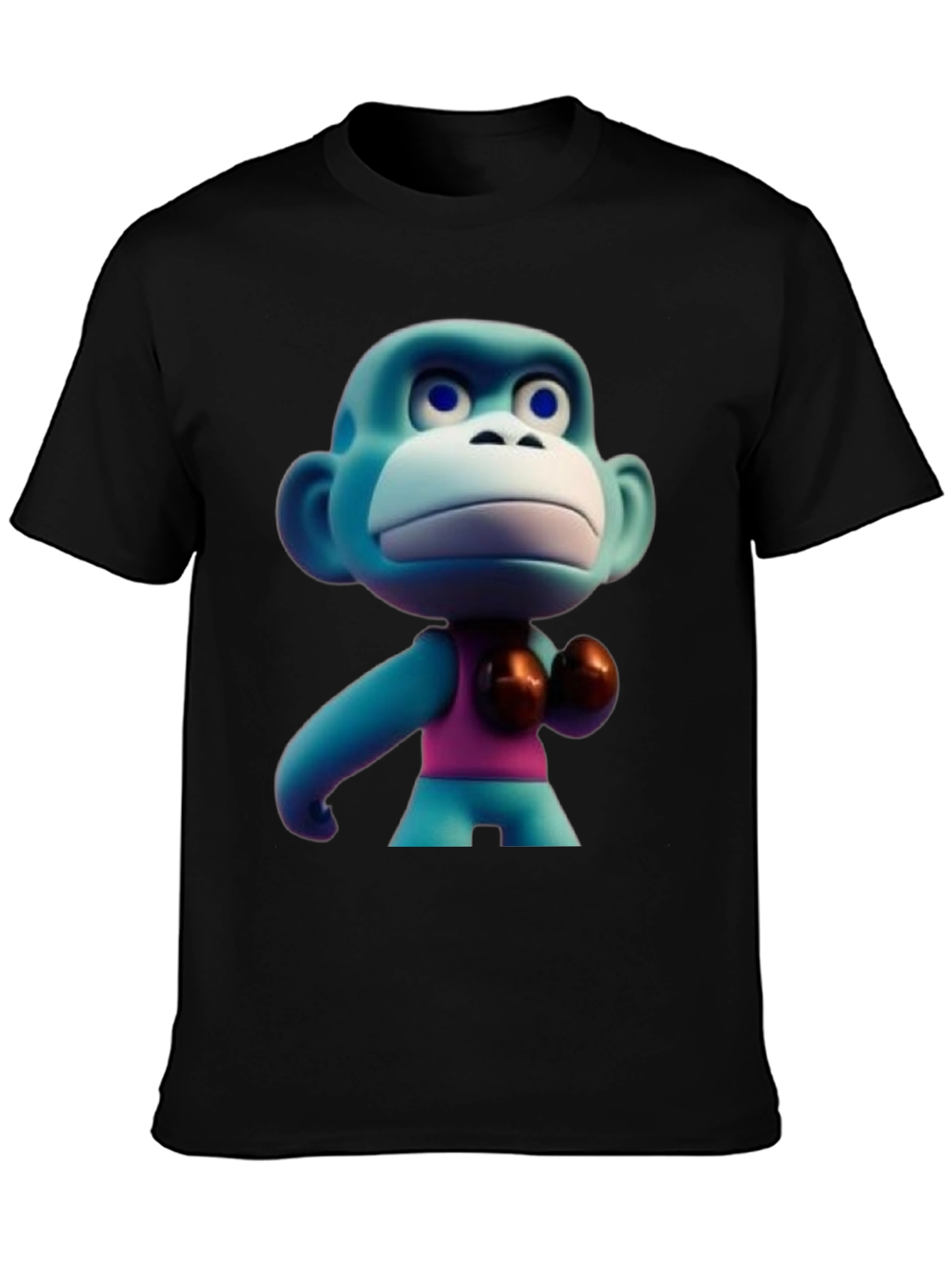 Black Blue Monkey Boxer T-Shirt view 3