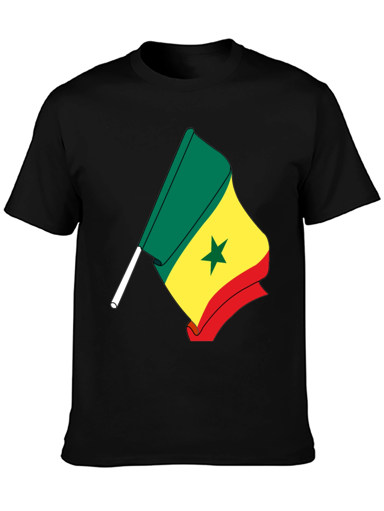 Senegal Flag Graphic Tee - Black Cotton Shirt - 3