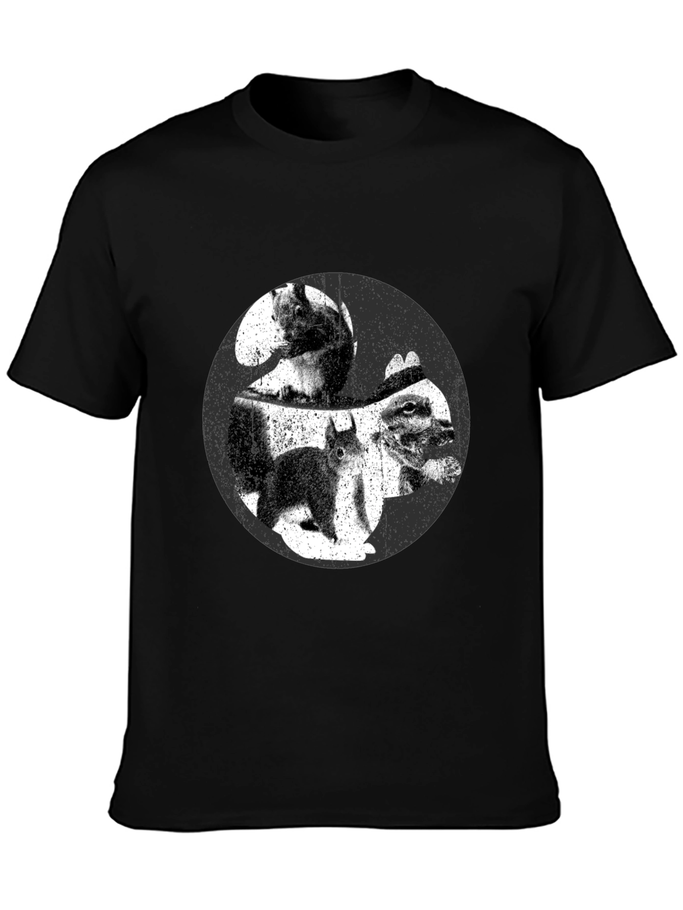 Black Squirrel Yin Yang Graphic T-Shirt - Black view 3