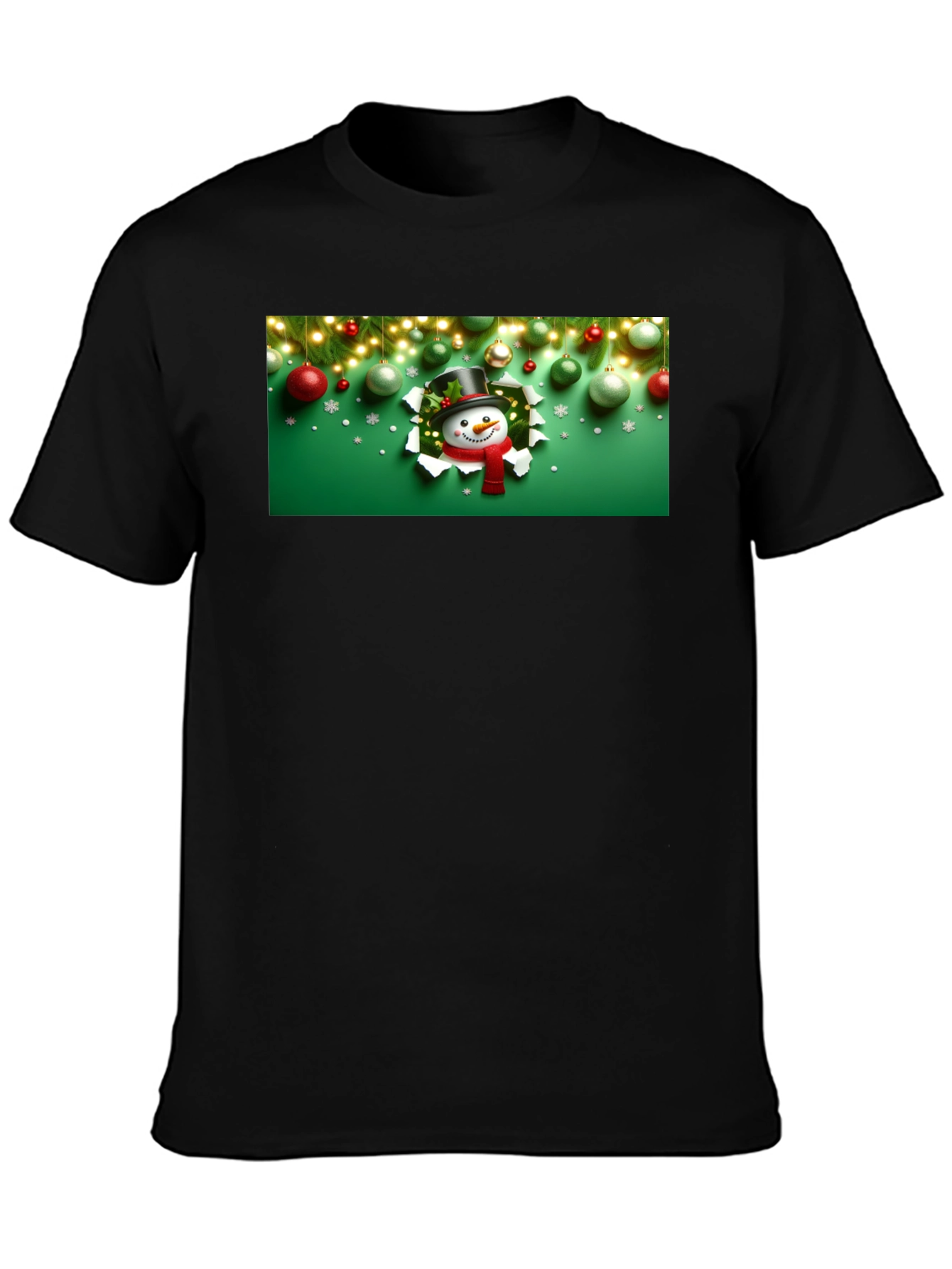 Black Festive Snowman Graphic Tee view 3