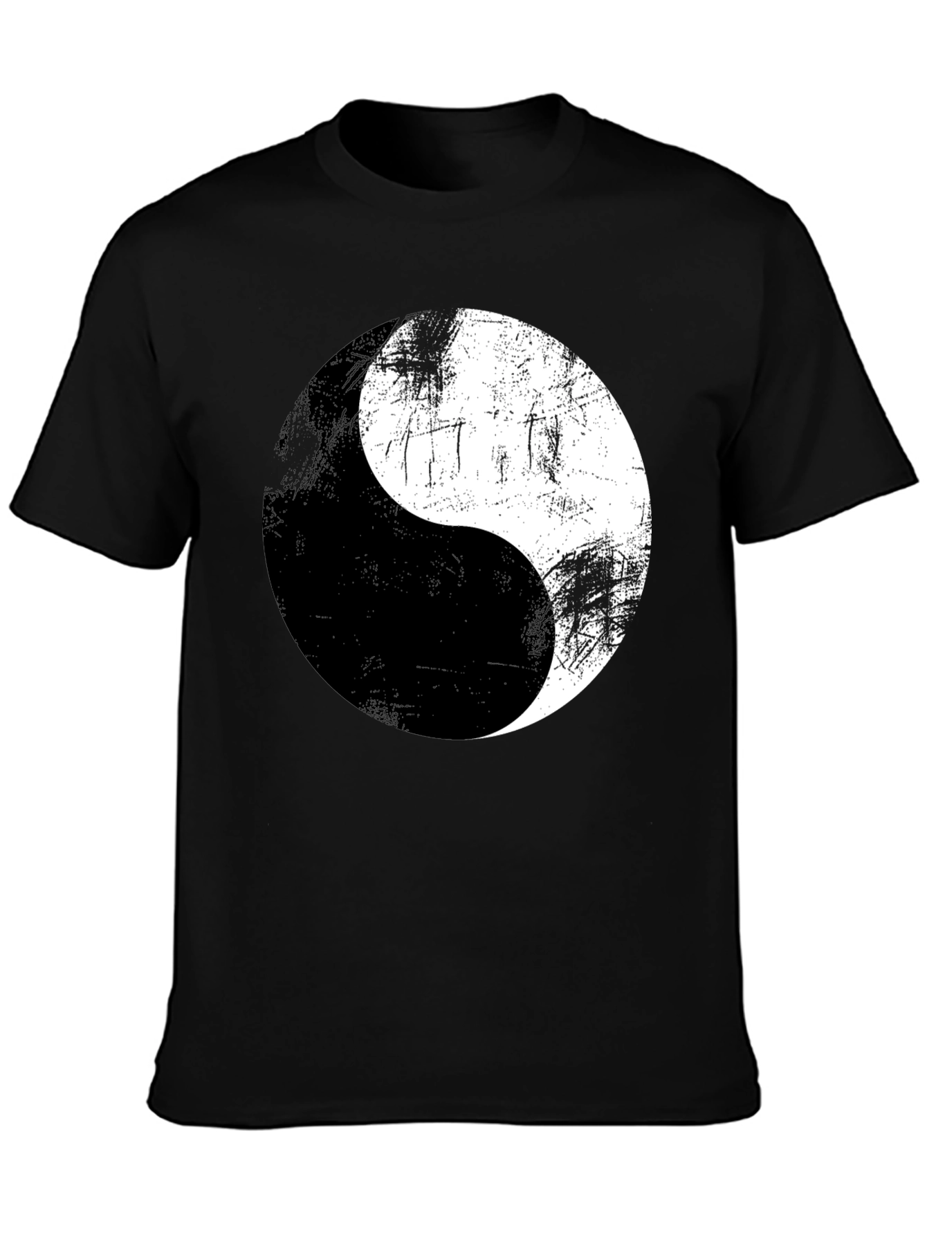 Black Yin Yang Graphic Print Men's T-Shirt view 3