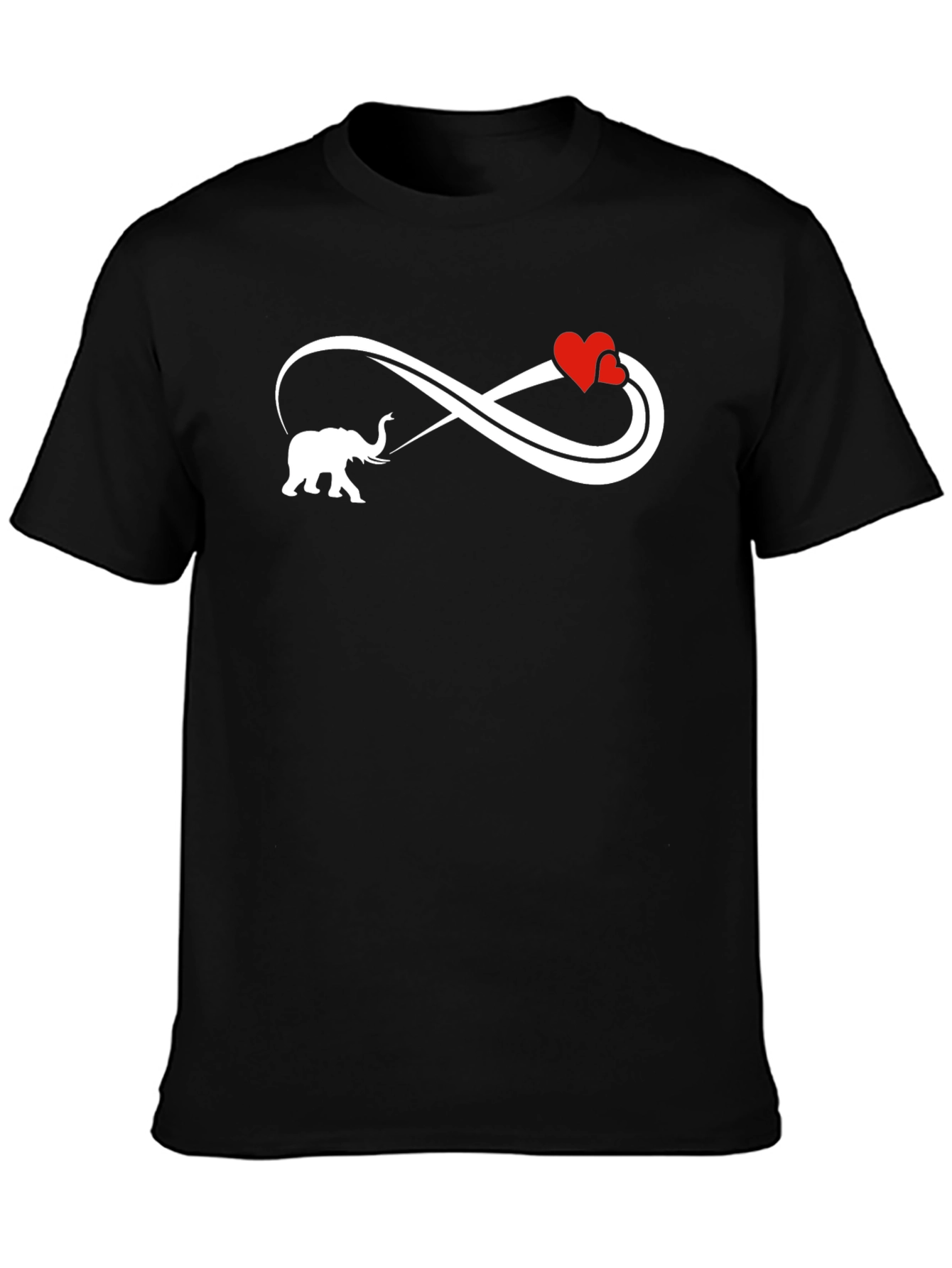 Black Elephant Love Infinity Black T-Shirt view 3