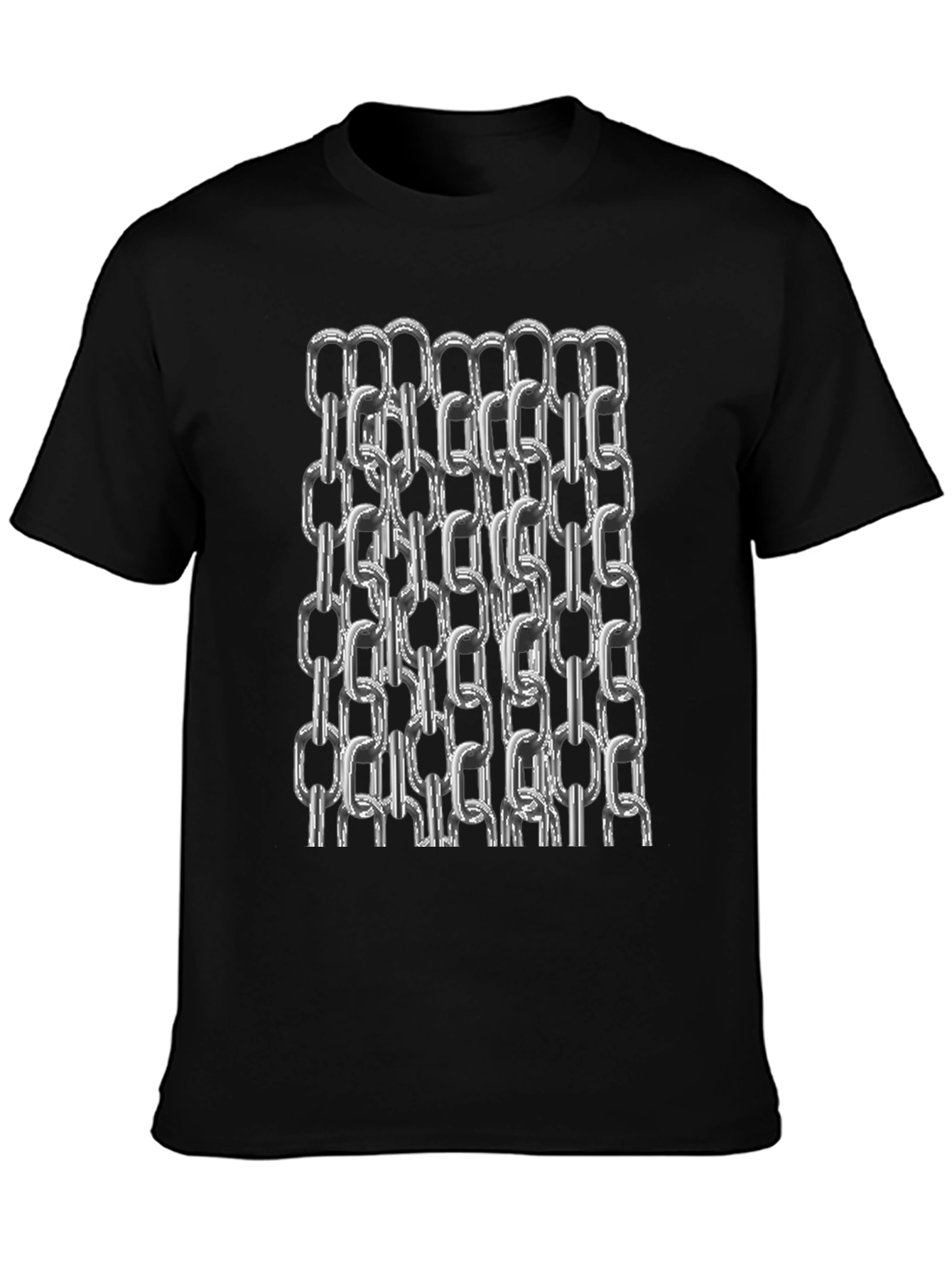 Black Chain Link Graphic Tee - Black Cotton Casual T-Shirt view 3