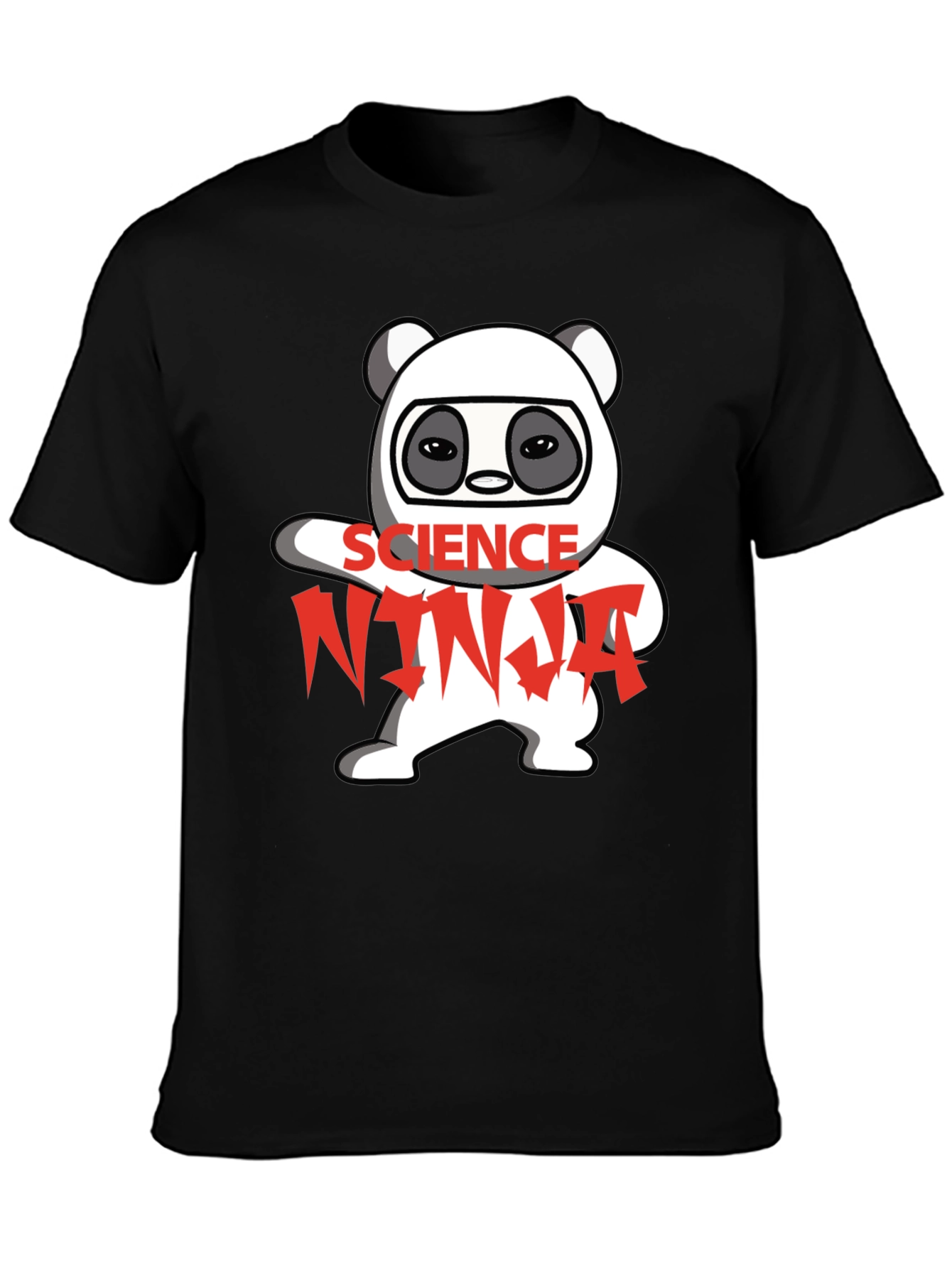 Black Science Ninja Panda Graphic T-Shirt view 3